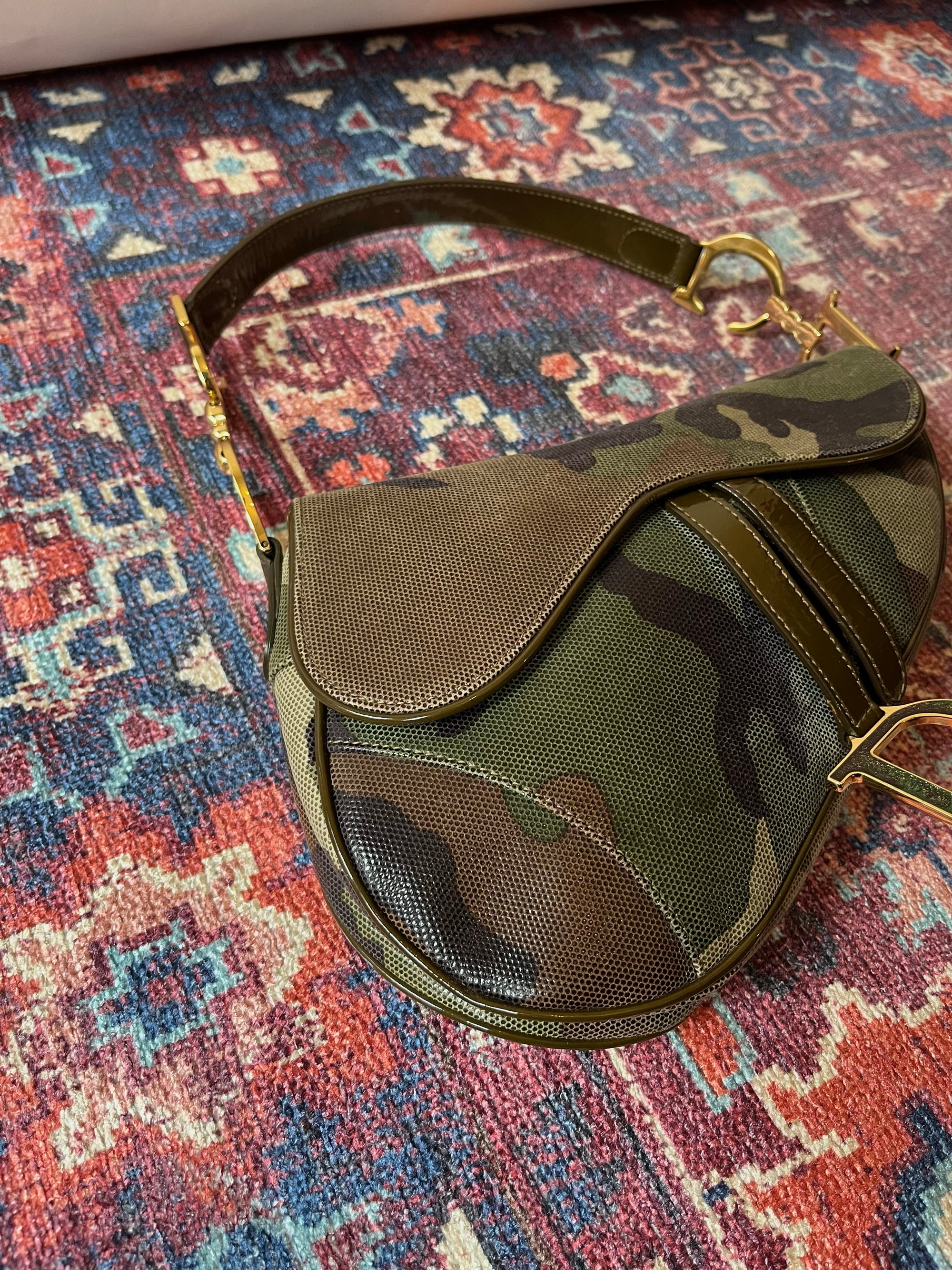 Vintage Dior Camouflage Saddle Bag