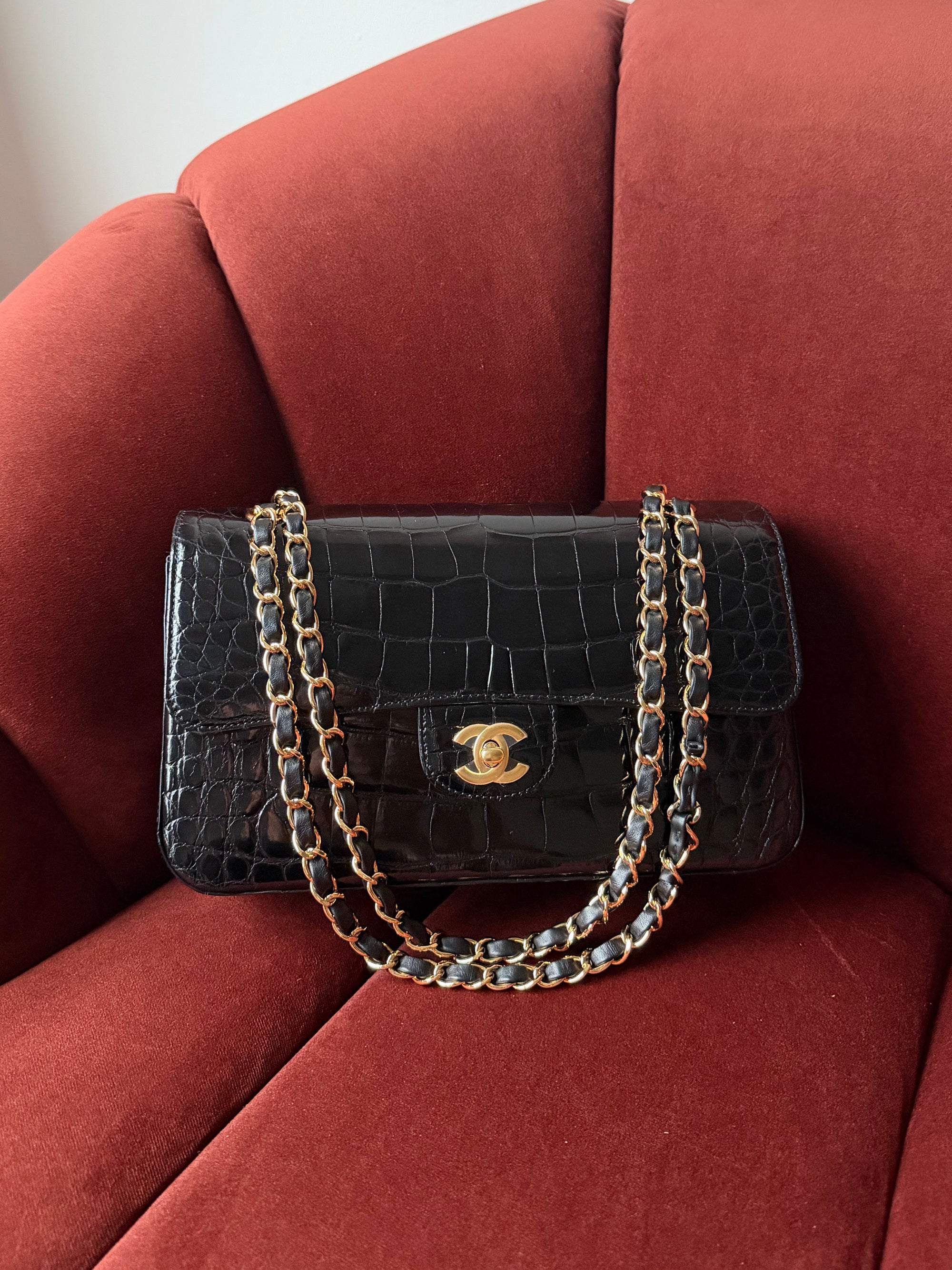 Chanel Medium Classic Double Flap In Black Alligator (2018)