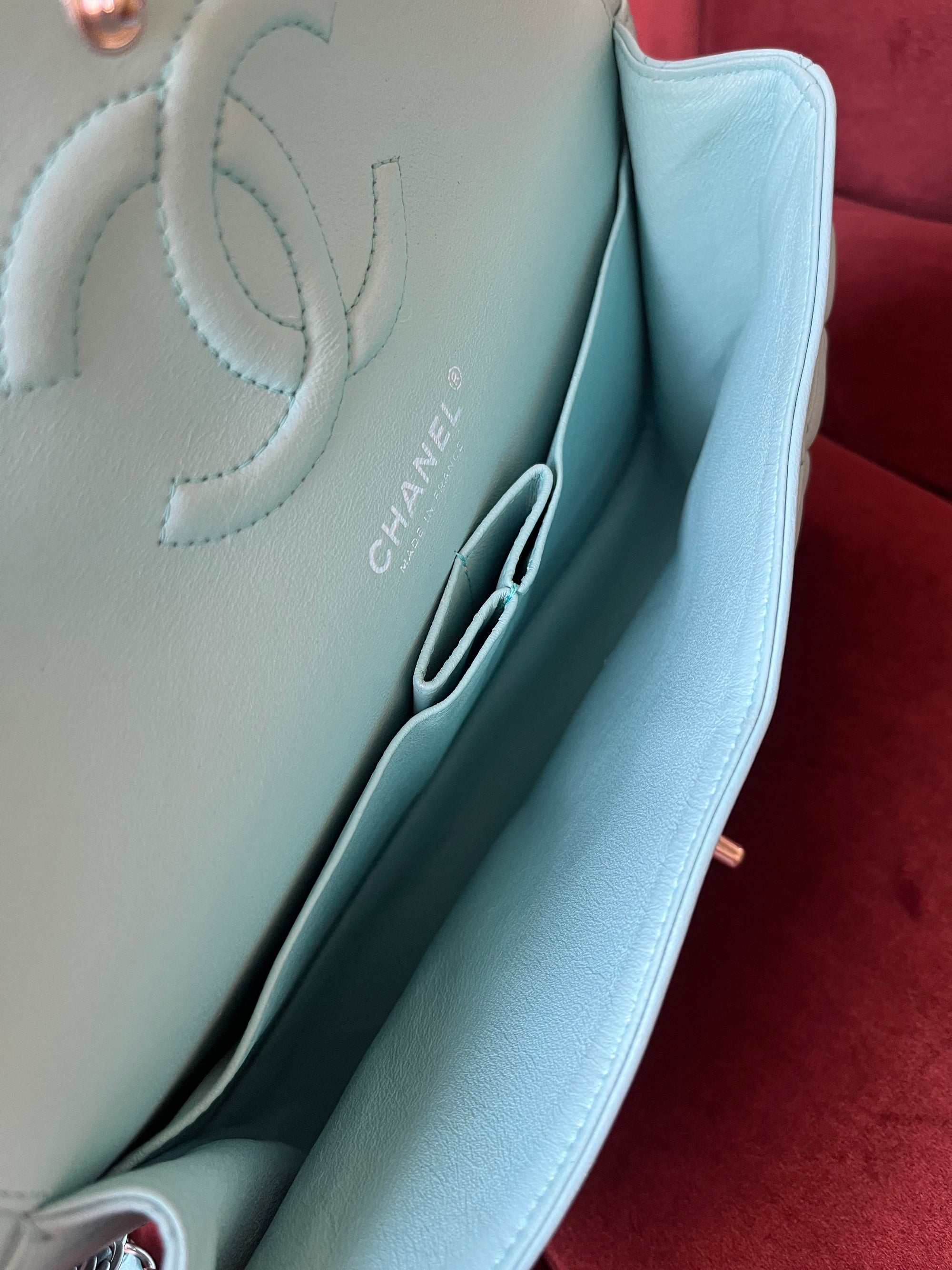 Chanel Medium Classic Double Flap In Tiffany Blue Lambskin (2019)