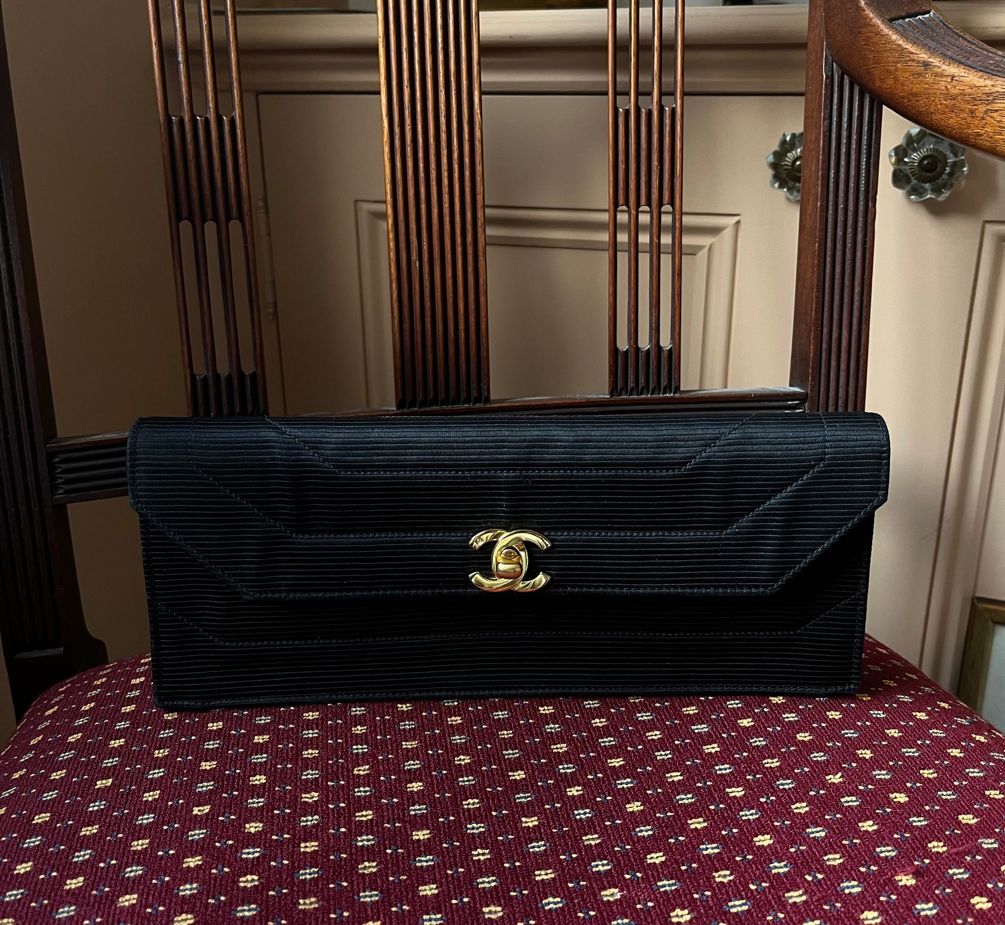 Chanel Vintage Satin Envelope Clutch (1991-1994)