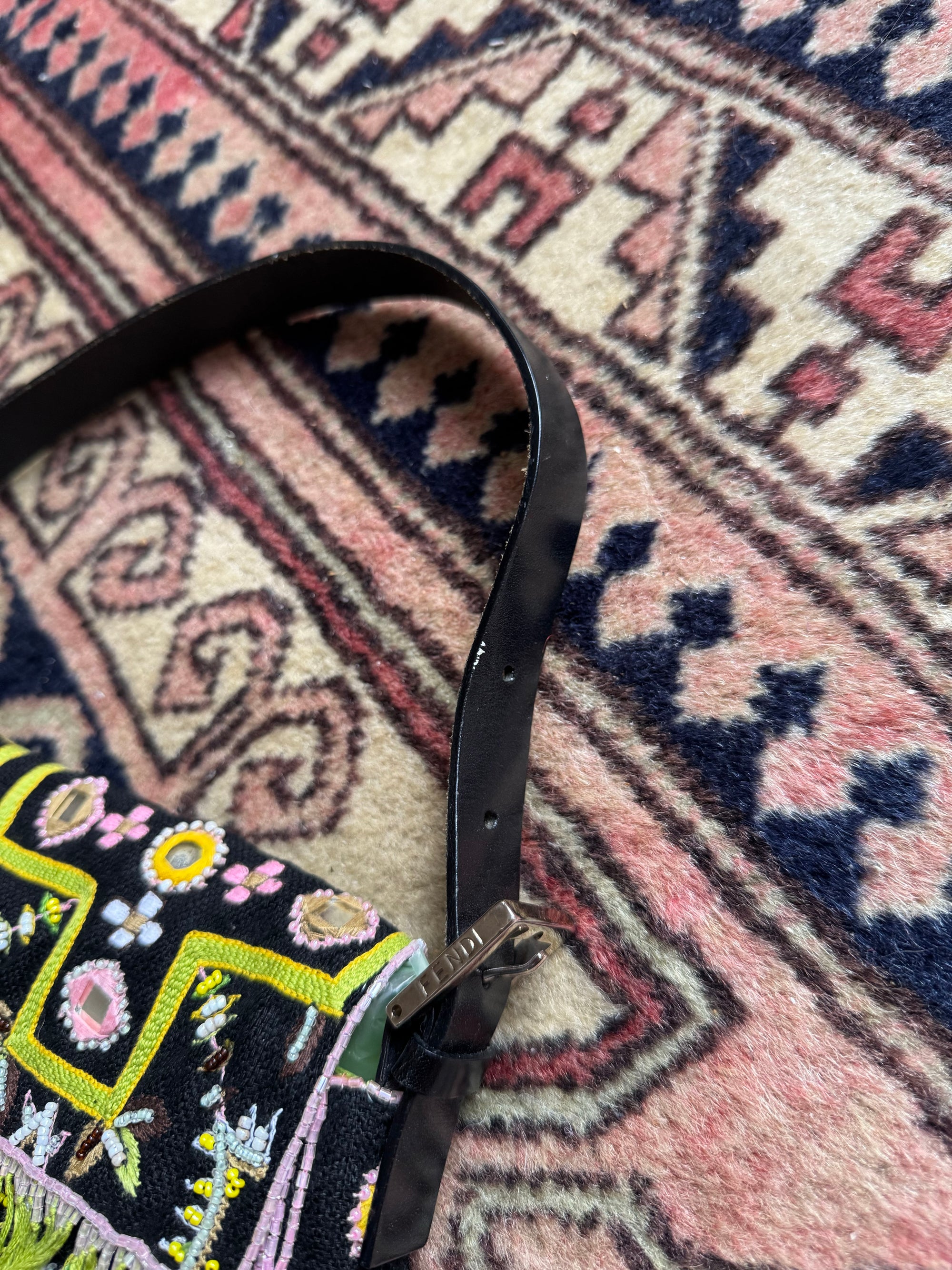 Fendi Vintage Beaded Fringe Baguette Shoulder Bag