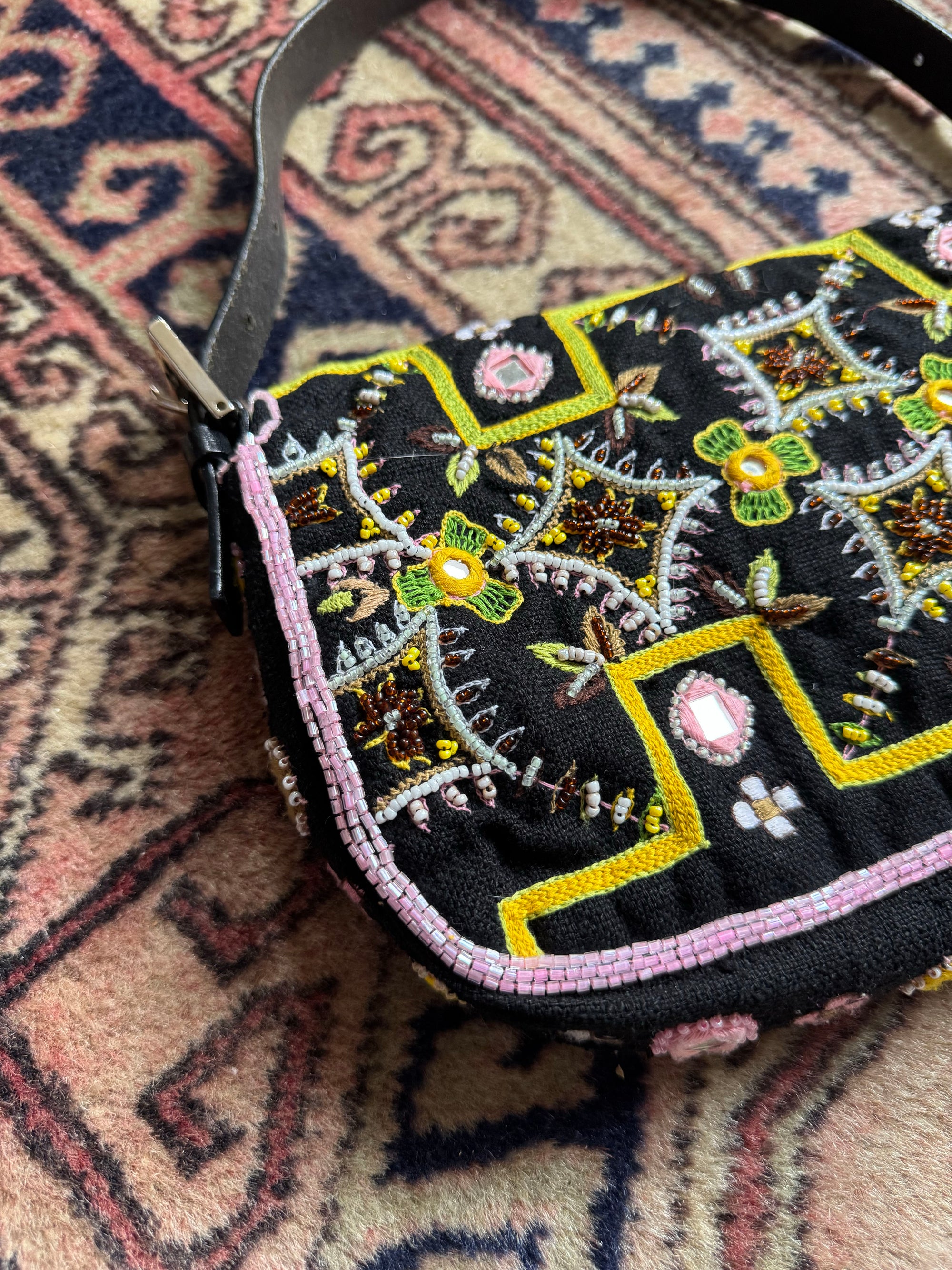 Fendi Vintage Beaded Fringe Baguette Shoulder Bag