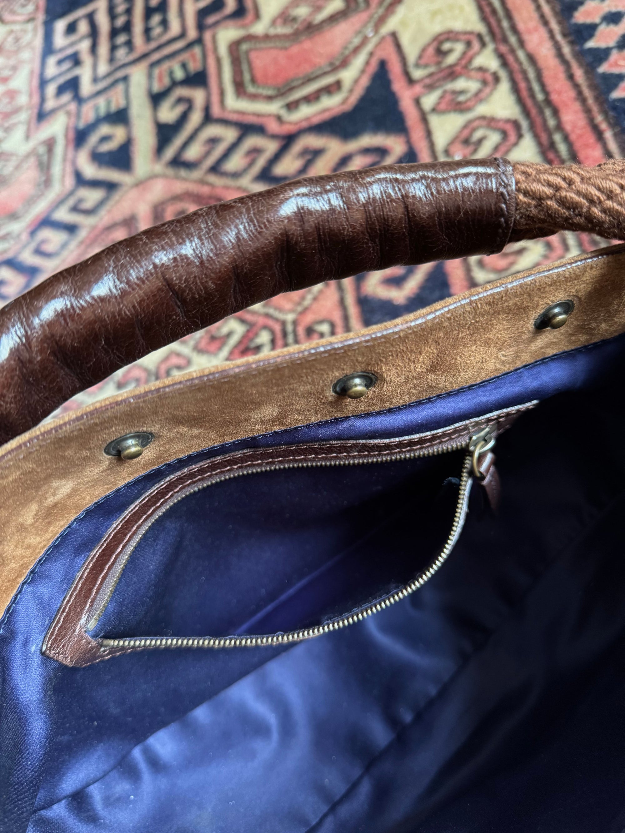 Fendi Vintage Brown Suede Rope Hobo