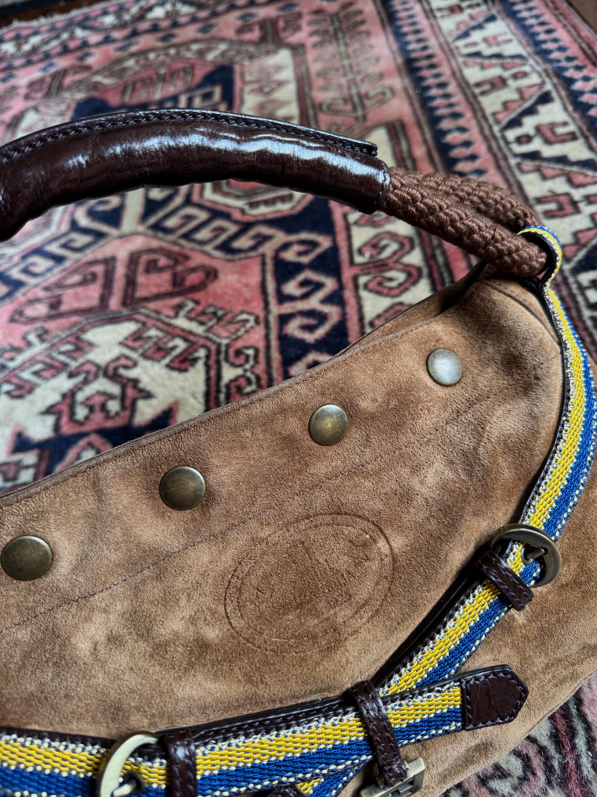 Fendi Vintage Brown Suede Rope Hobo