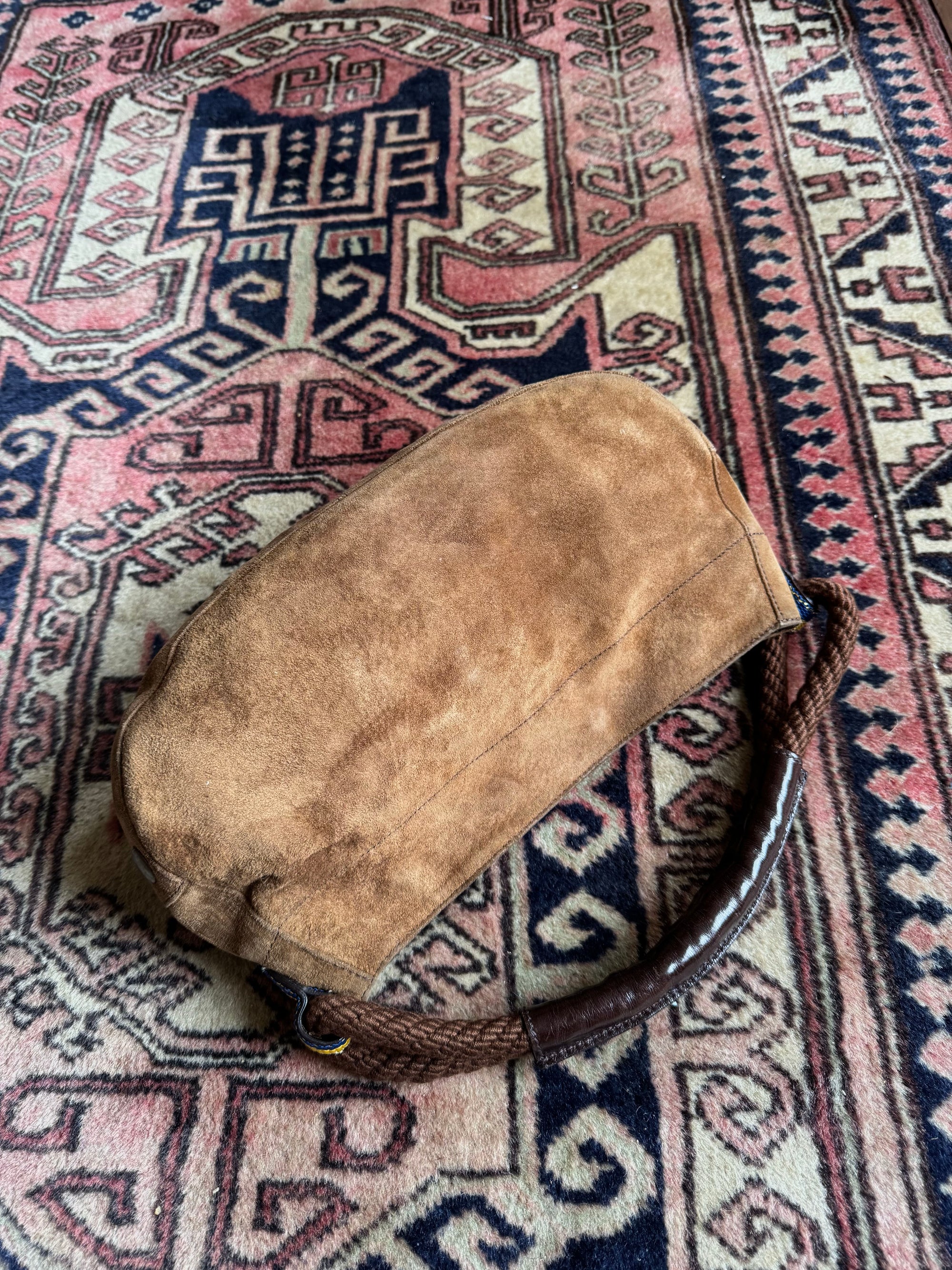 Fendi Vintage Brown Suede Rope Hobo