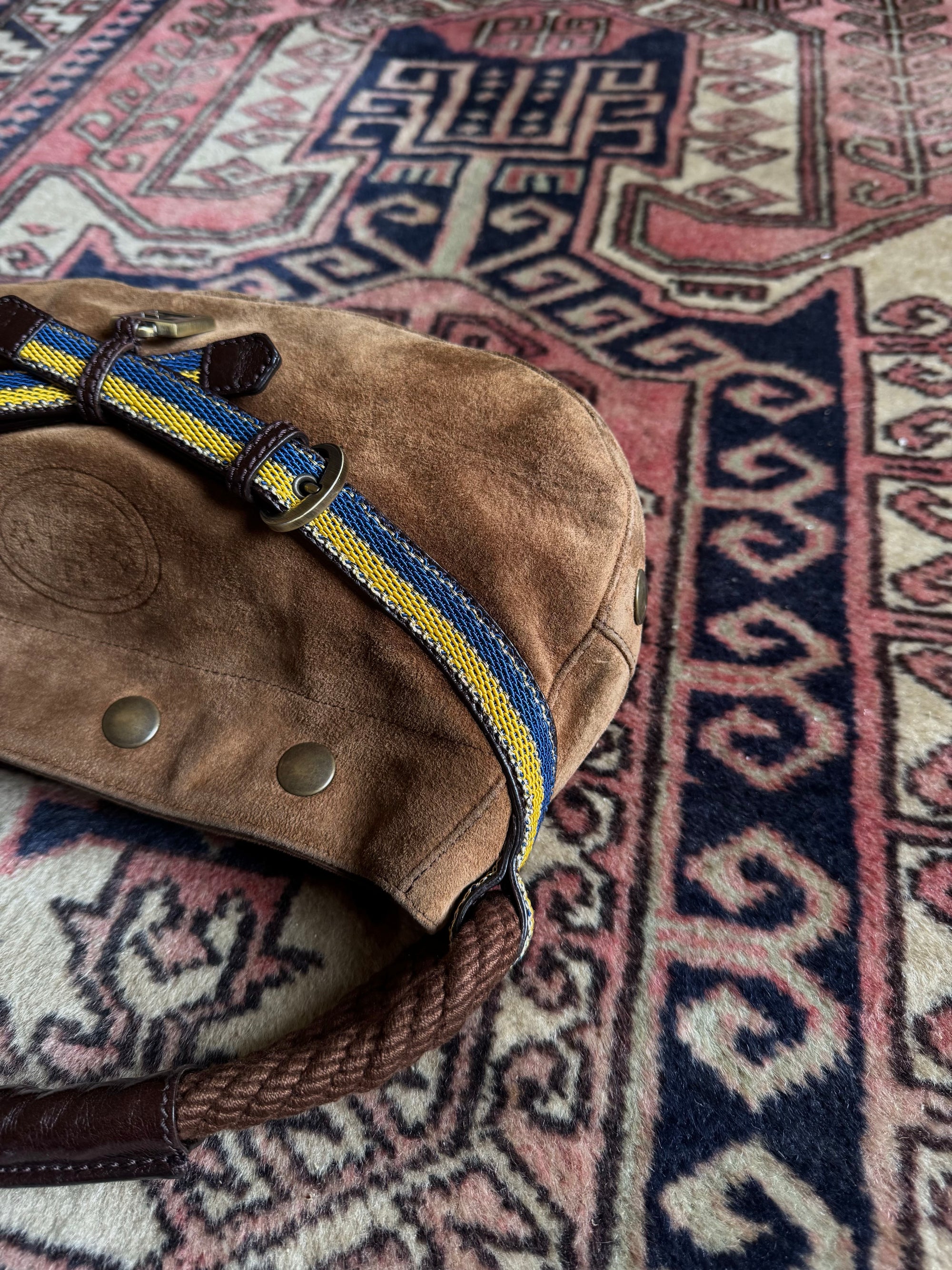 Fendi Vintage Brown Suede Rope Hobo