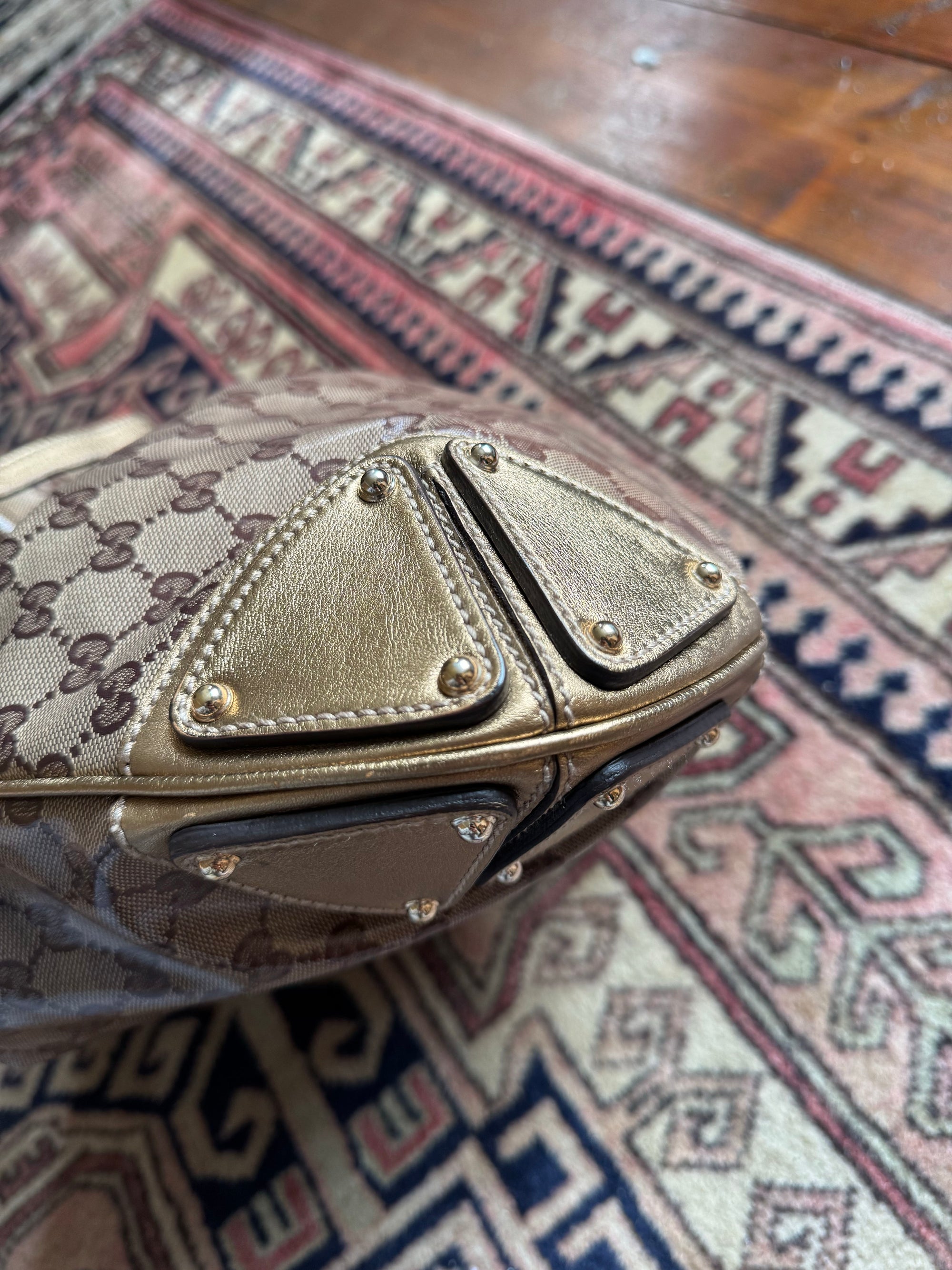 Gucci Vintage Monogram Metallic Indy Hobo