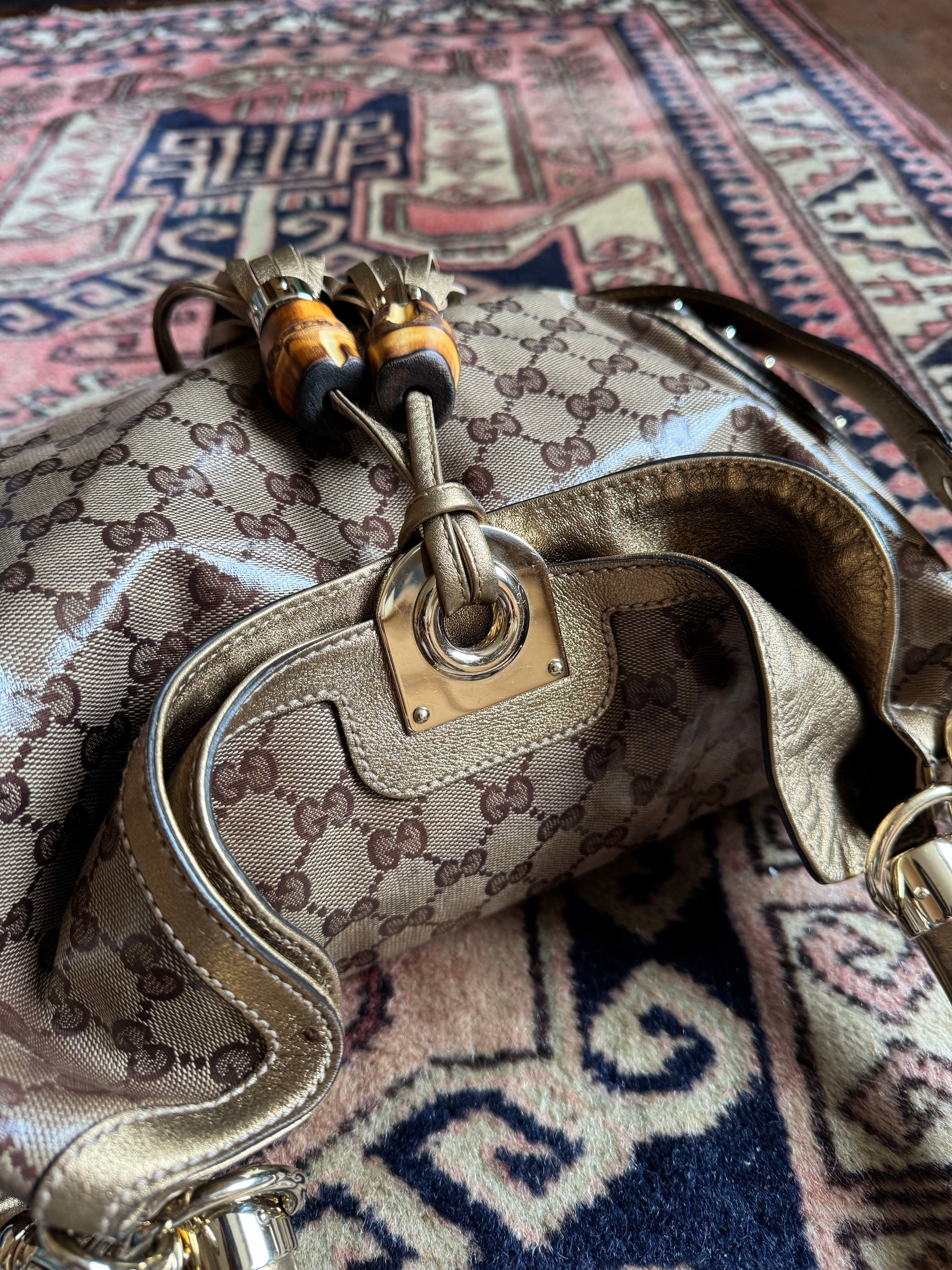Gucci Vintage Monogram Metallic Indy Hobo