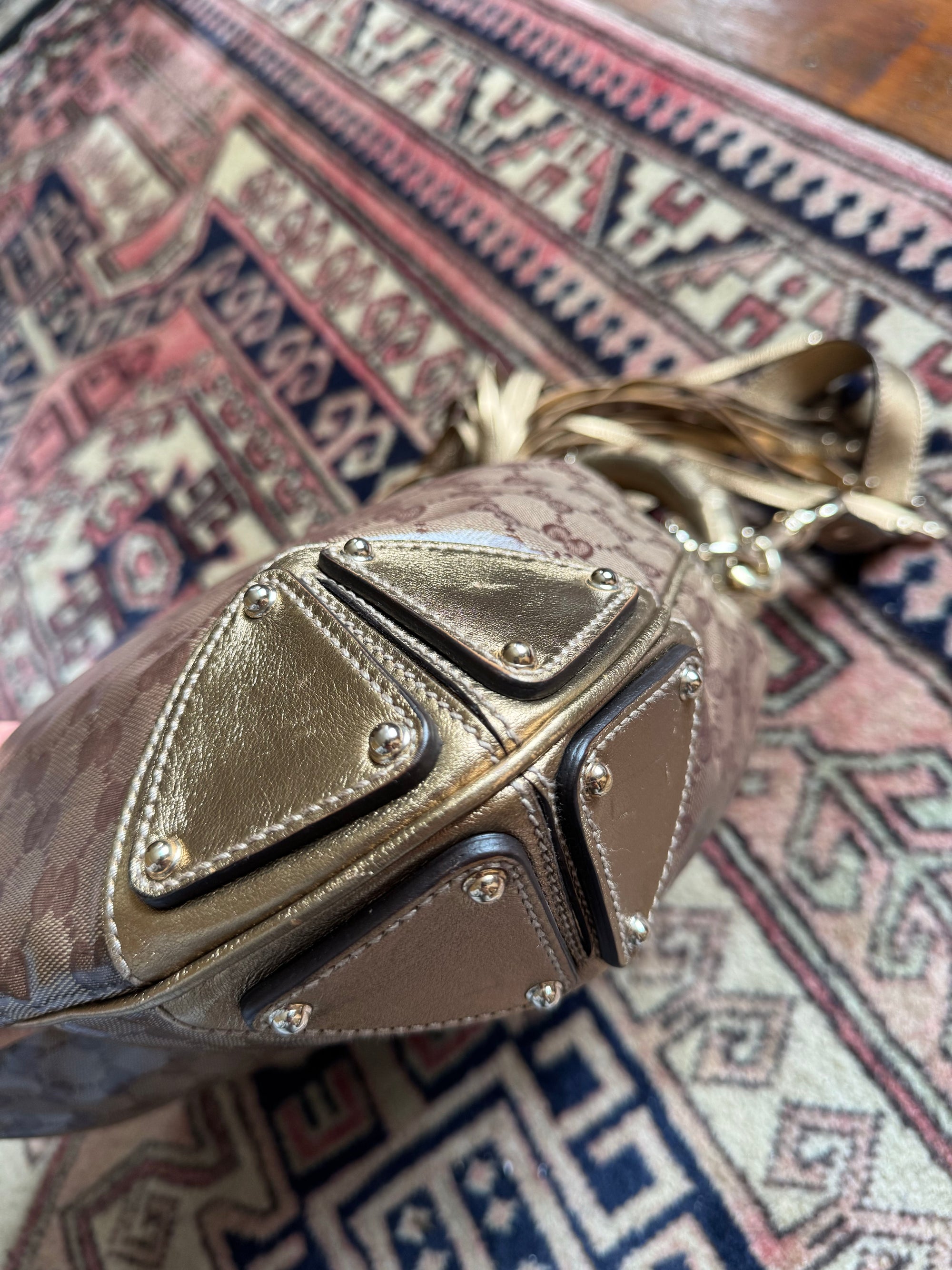 Gucci Vintage Monogram Metallic Indy Hobo