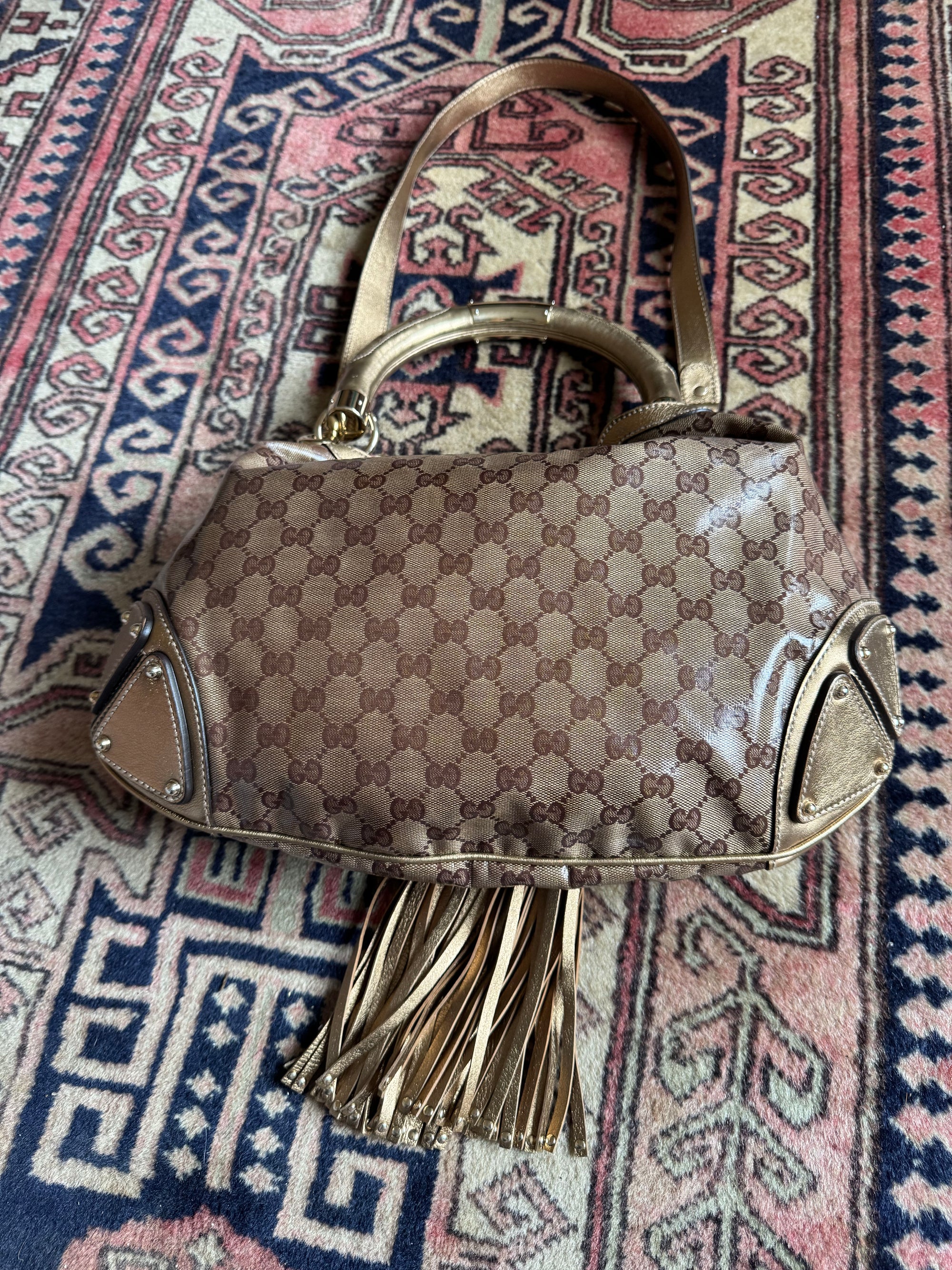 Gucci Vintage Monogram Metallic Indy Hobo