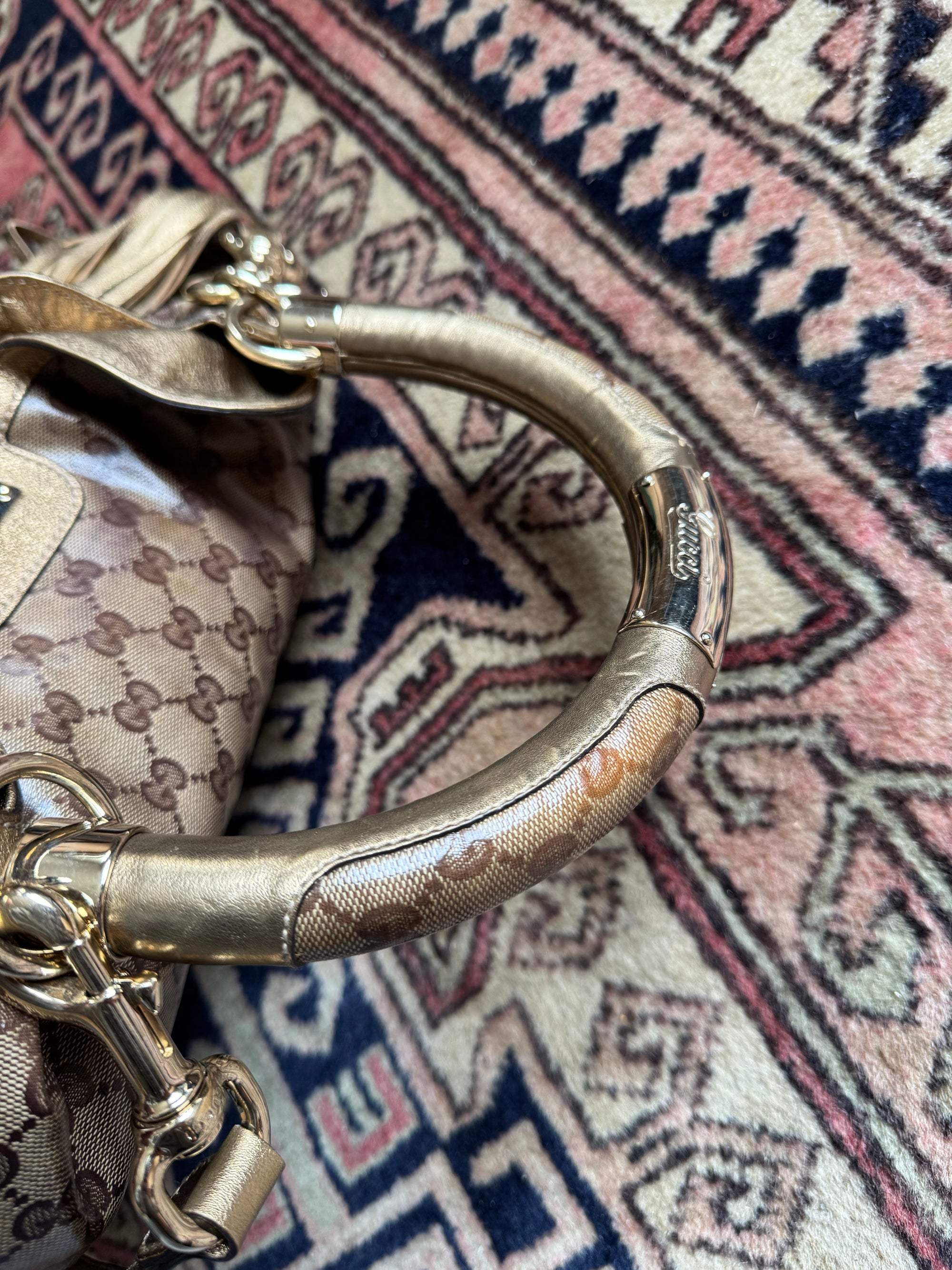 Gucci Vintage Monogram Metallic Indy Hobo
