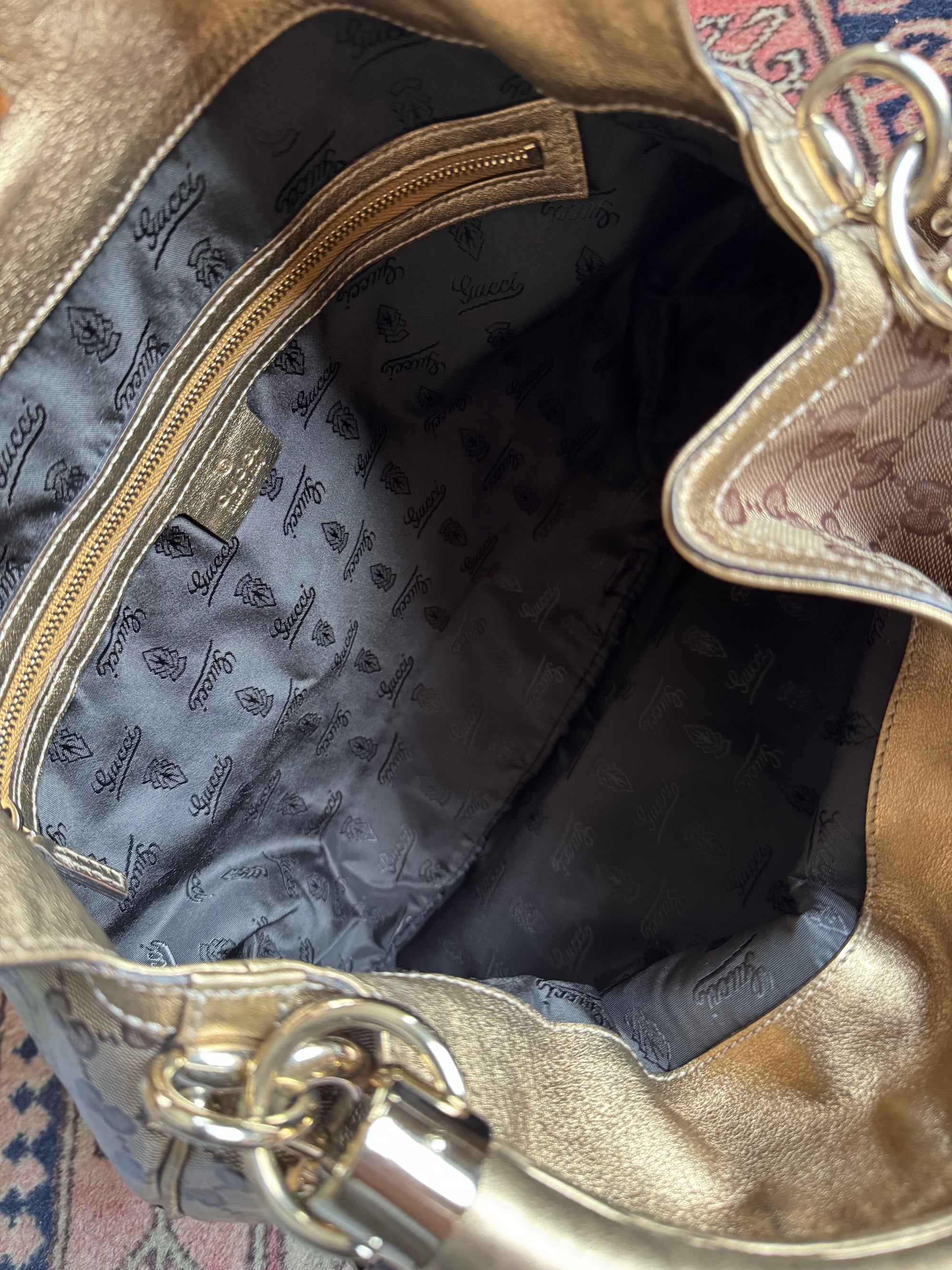 Gucci Vintage Monogram Metallic Indy Hobo