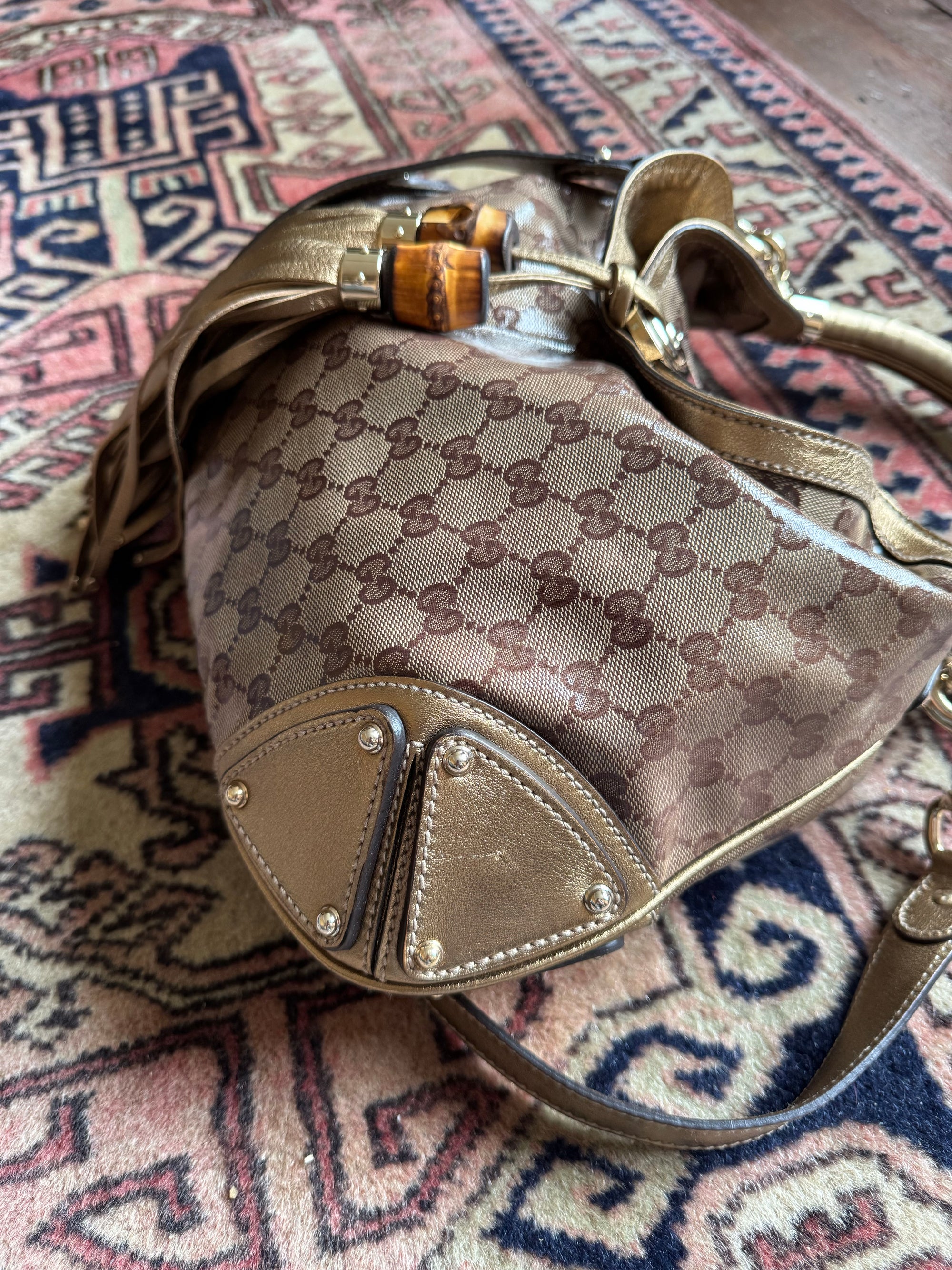 Gucci Vintage Monogram Metallic Indy Hobo