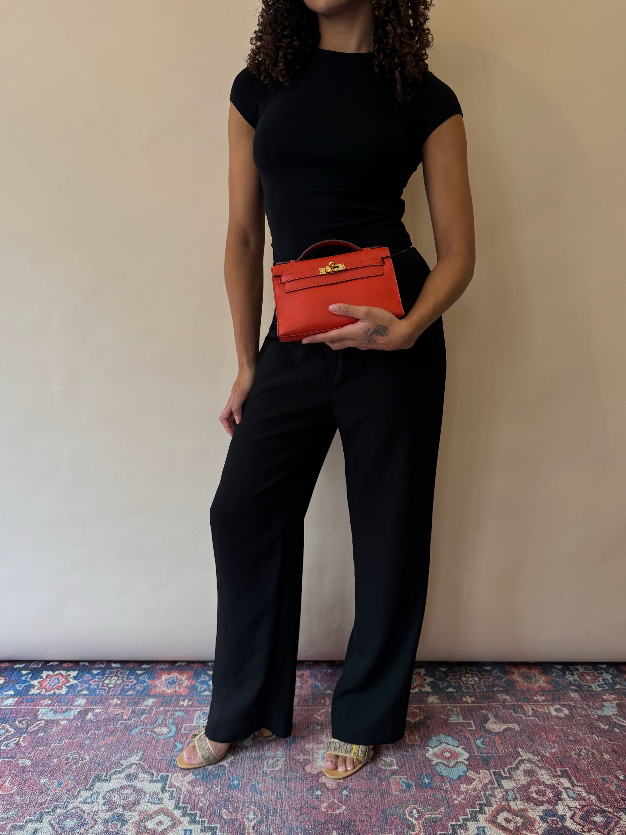 Hermès Kelly Pochette In Capucine Swift Leather (2015)