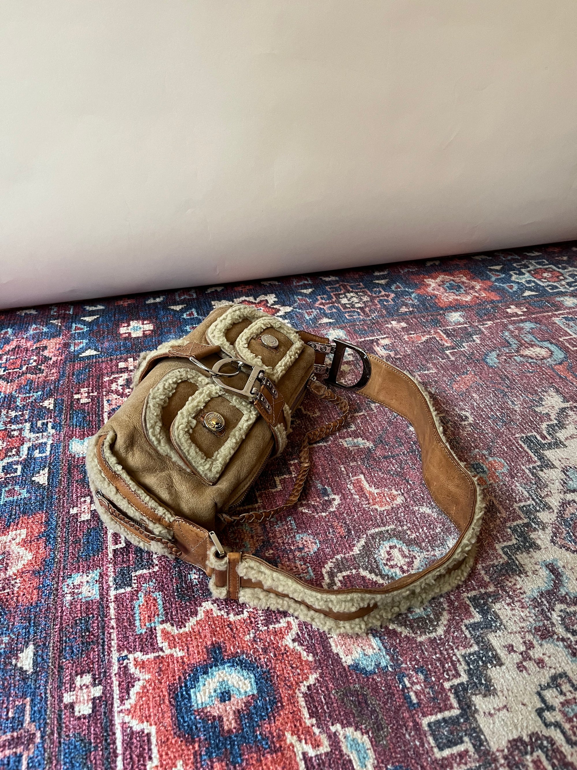 Dior Vintage Shearling Flight Shoulder Bag