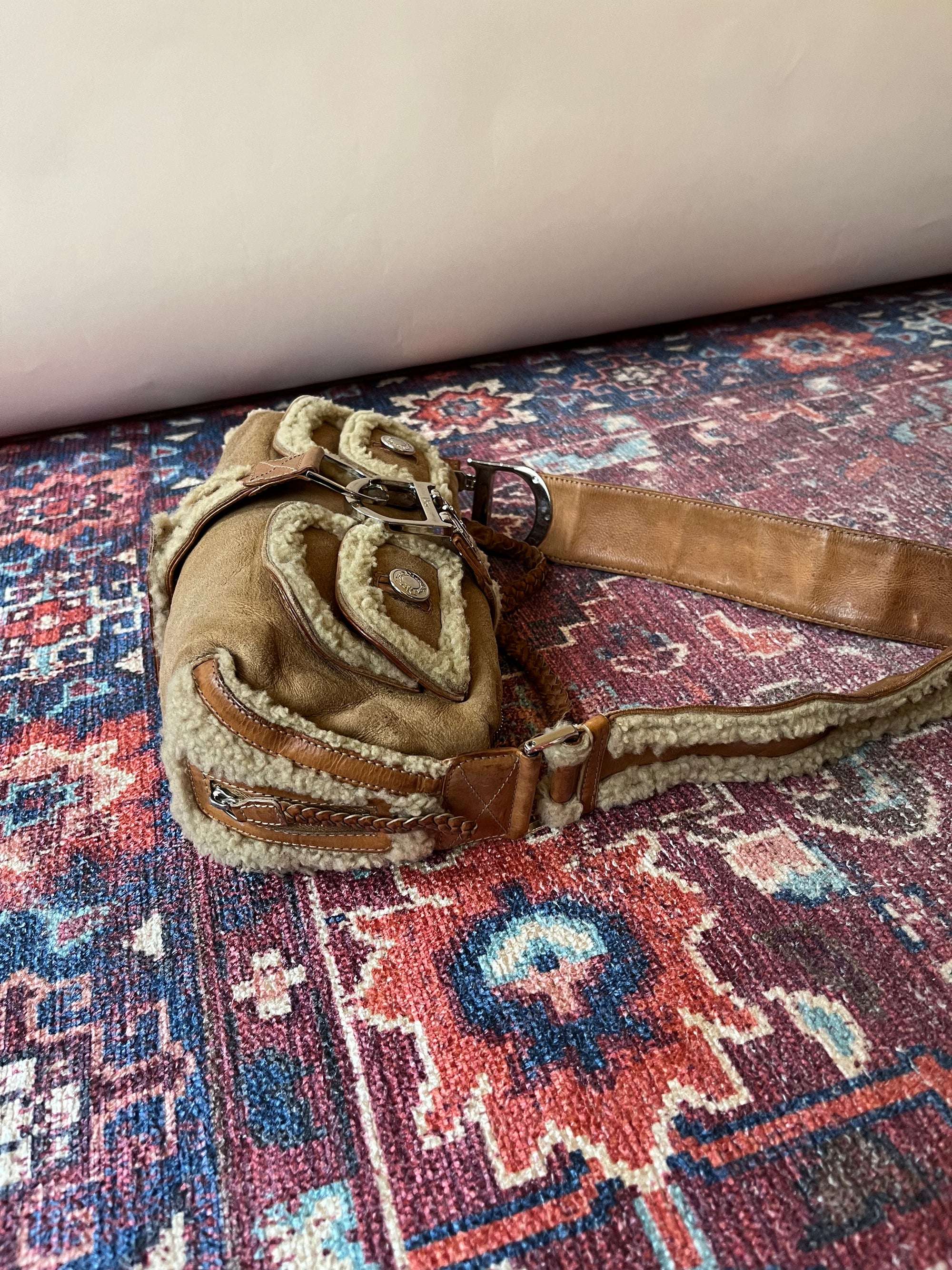 Dior Vintage Shearling Flight Shoulder Bag