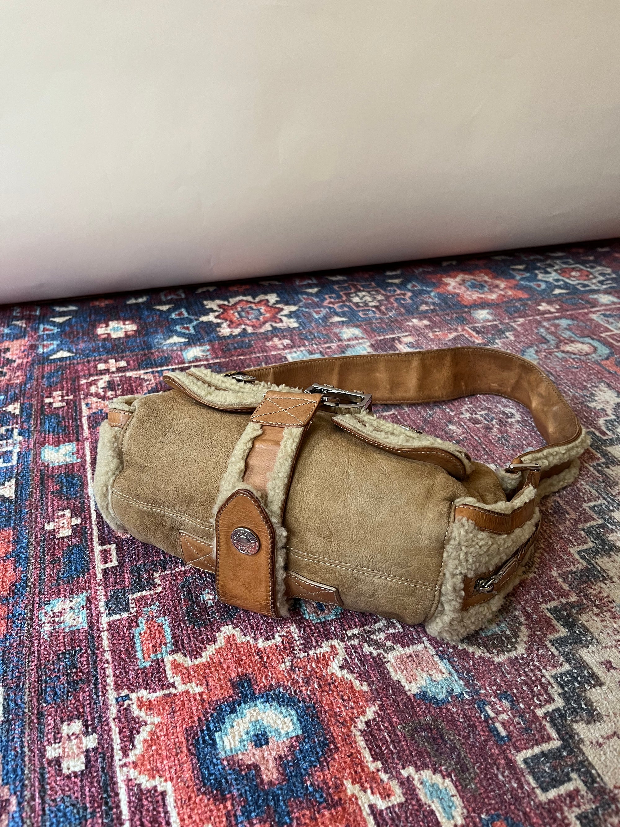 Dior Vintage Shearling Flight Shoulder Bag