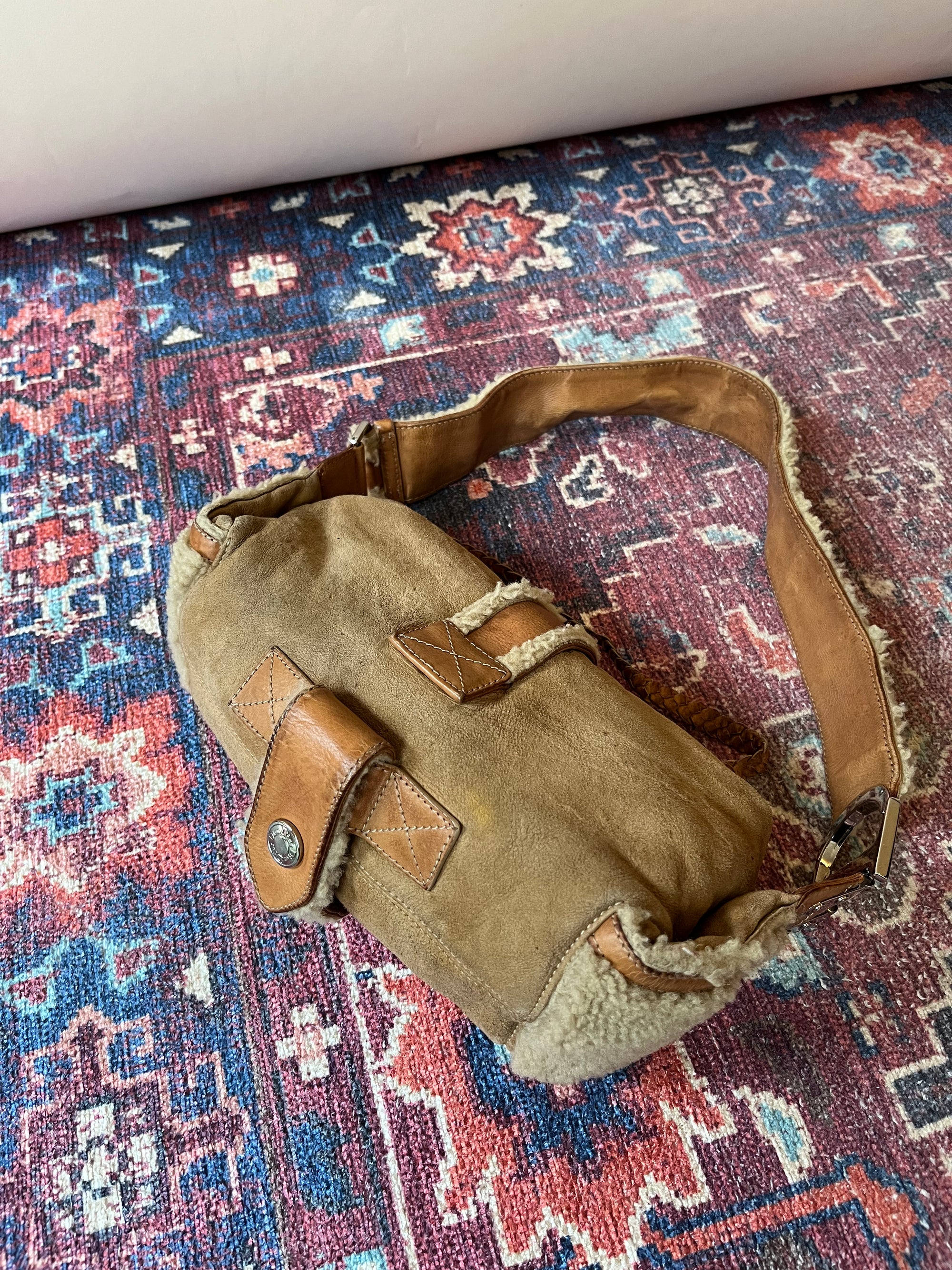 Dior Vintage Shearling Flight Shoulder Bag