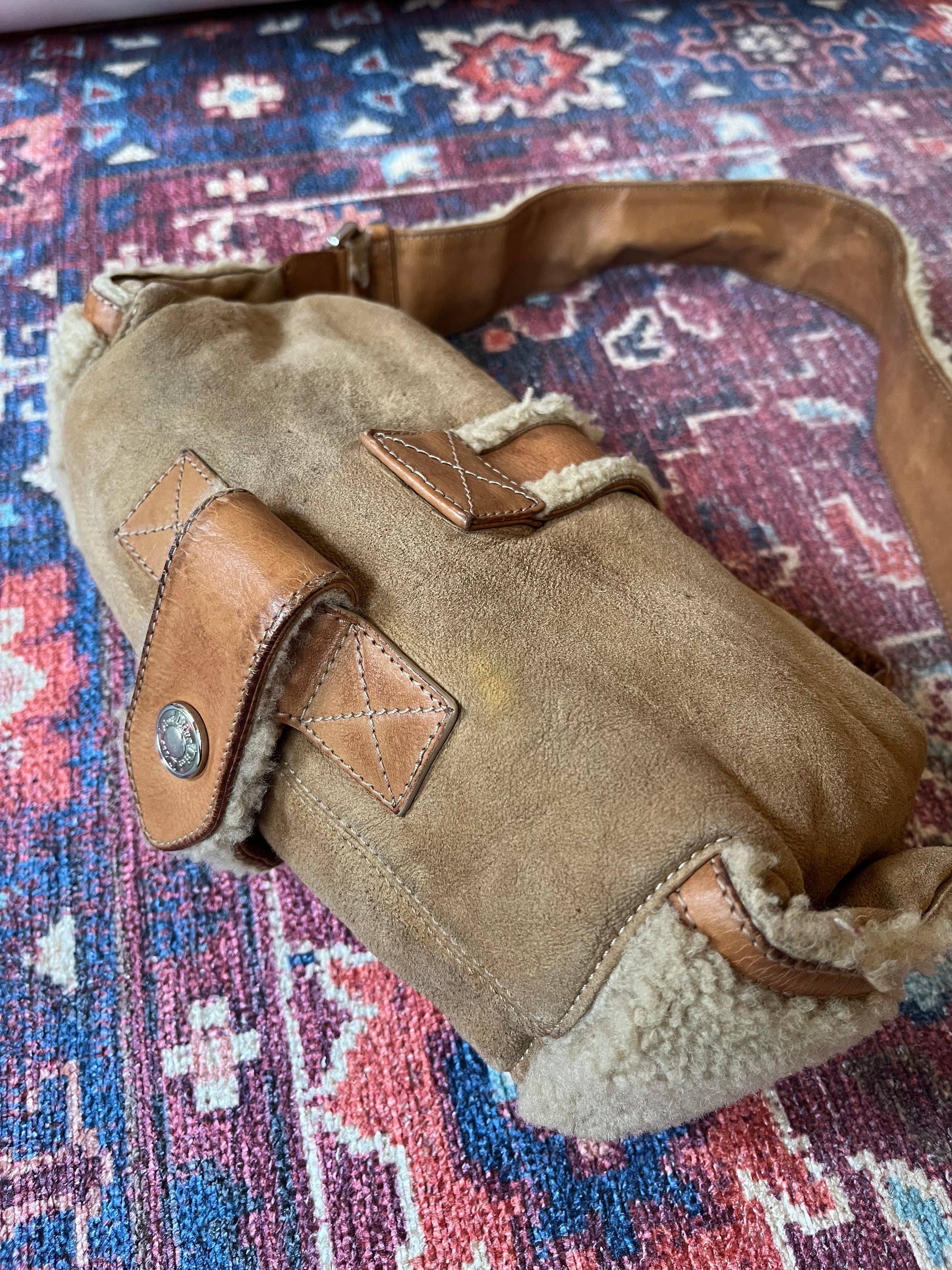 Dior Vintage Shearling Flight Shoulder Bag