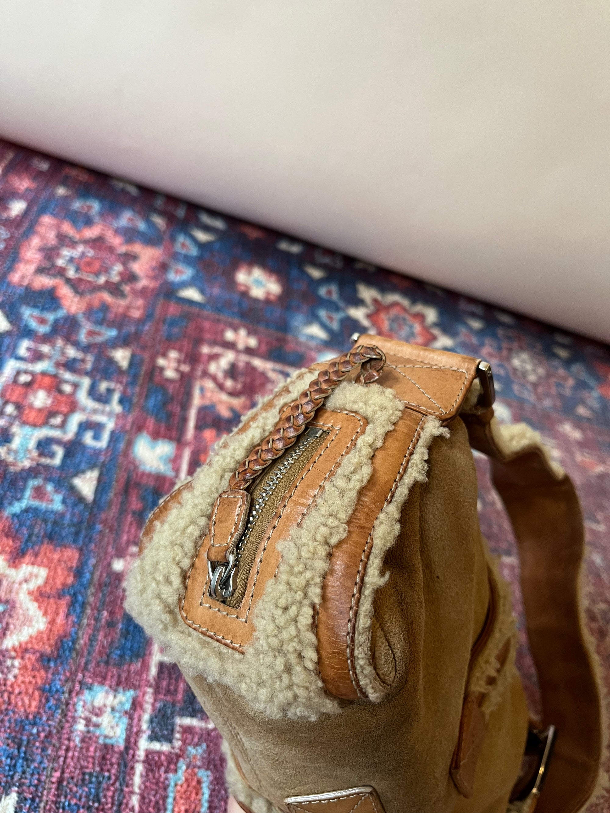 Dior Vintage Shearling Flight Shoulder Bag