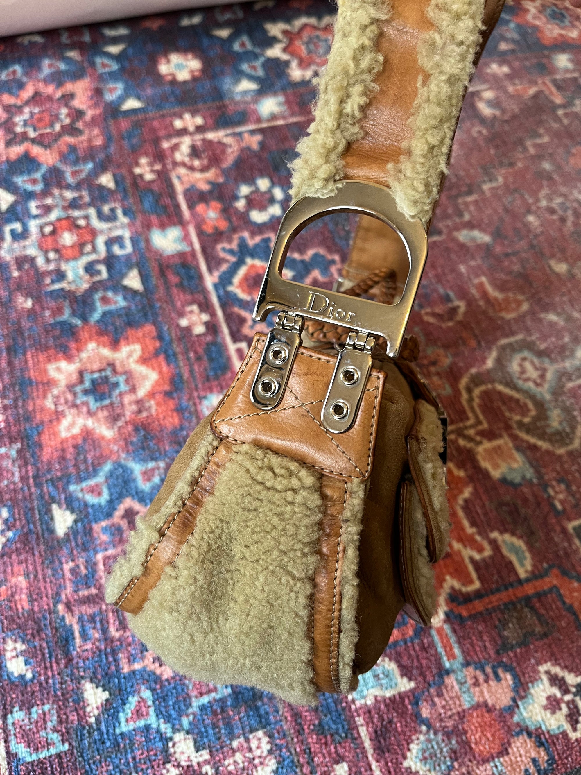 Dior Vintage Shearling Flight Shoulder Bag