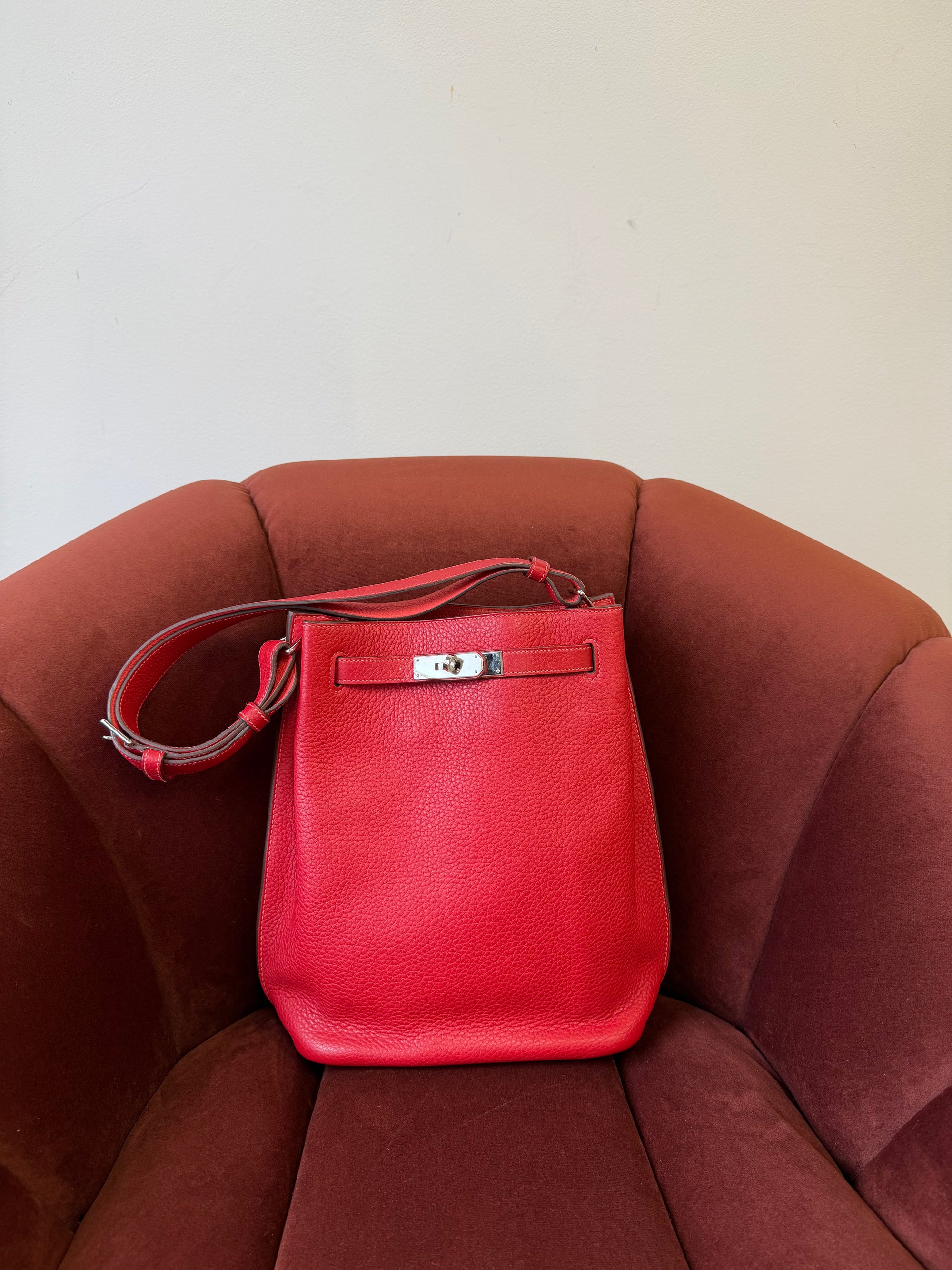 Hermès So Kelly 22 Verso Rouge Casaque / Rose Jaipur Togo (2012)