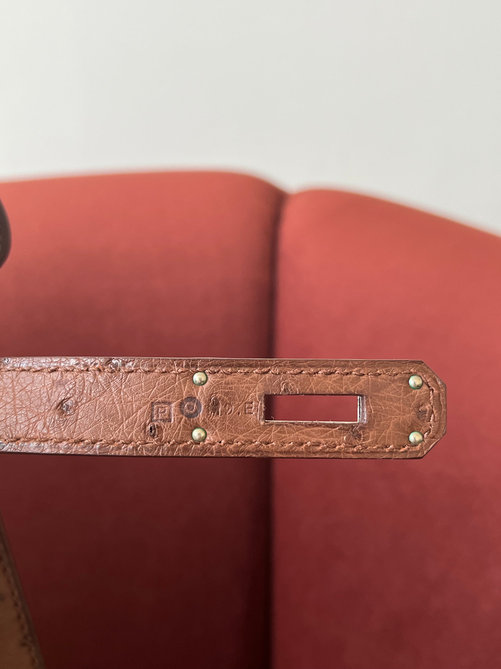 Hermès Limited Edition So Kelly 26 In Étrusque Ostrich &amp; Toile (2012)