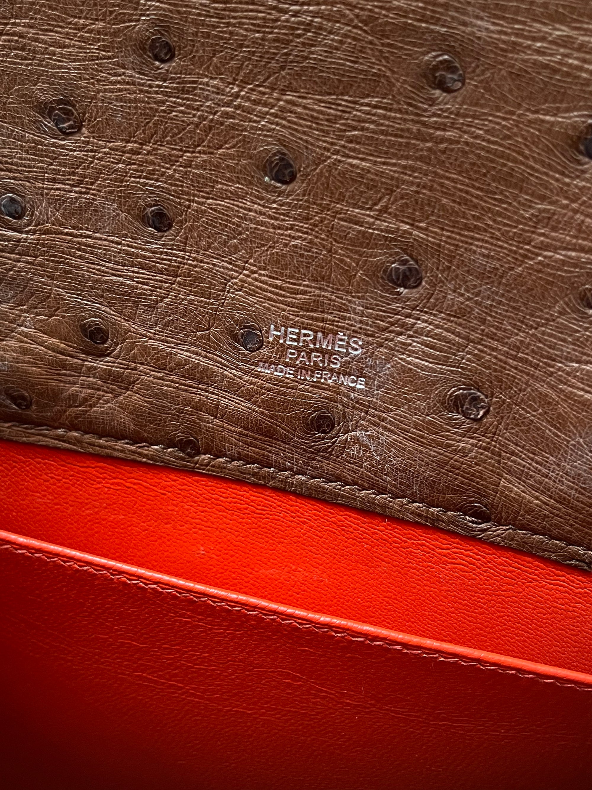 Hermès Limited Edition So Kelly 26 In Étrusque Ostrich &amp; Toile (2012)