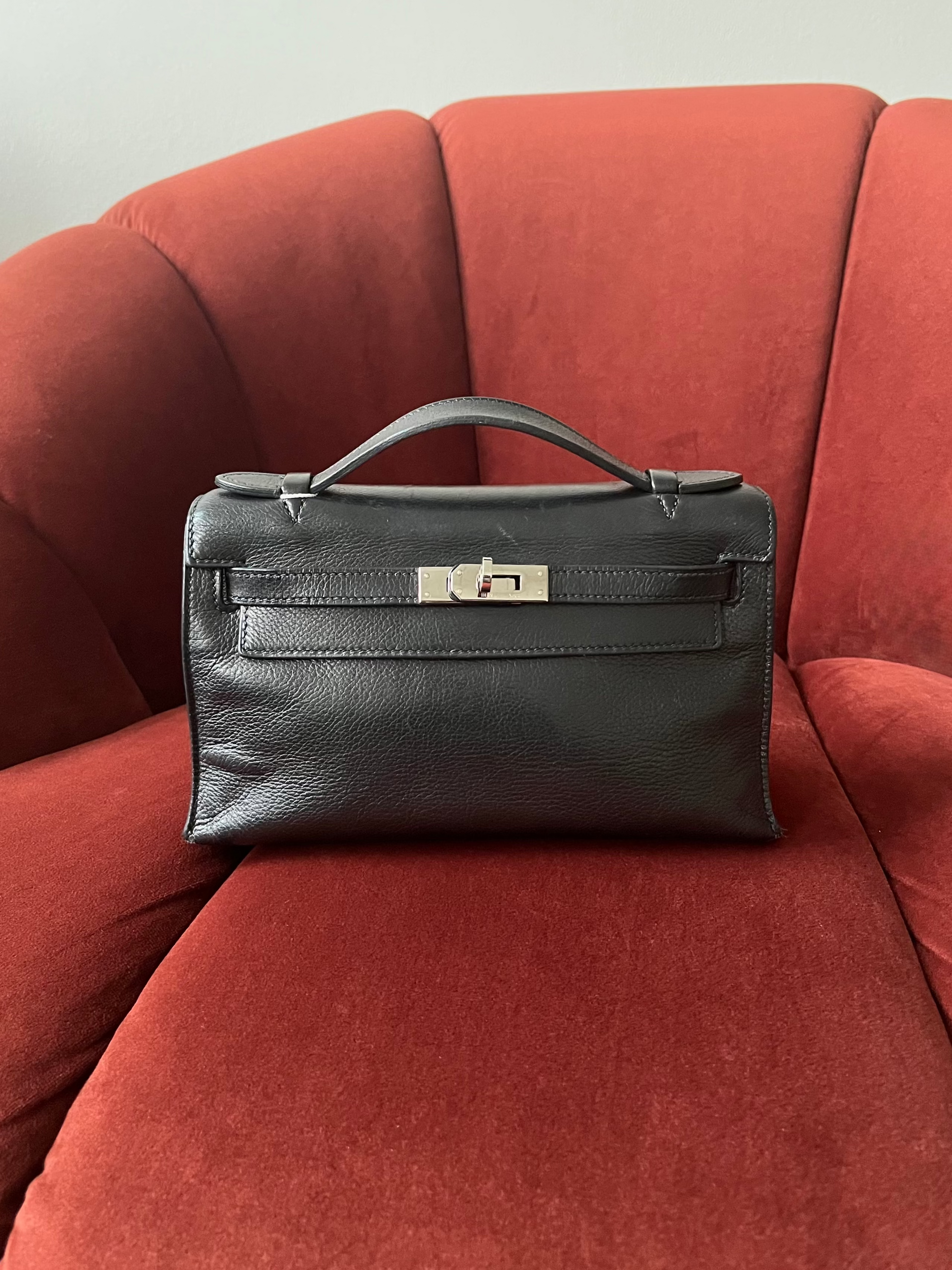 Hermès Kelly Pochette In Black Evergrain (2004)