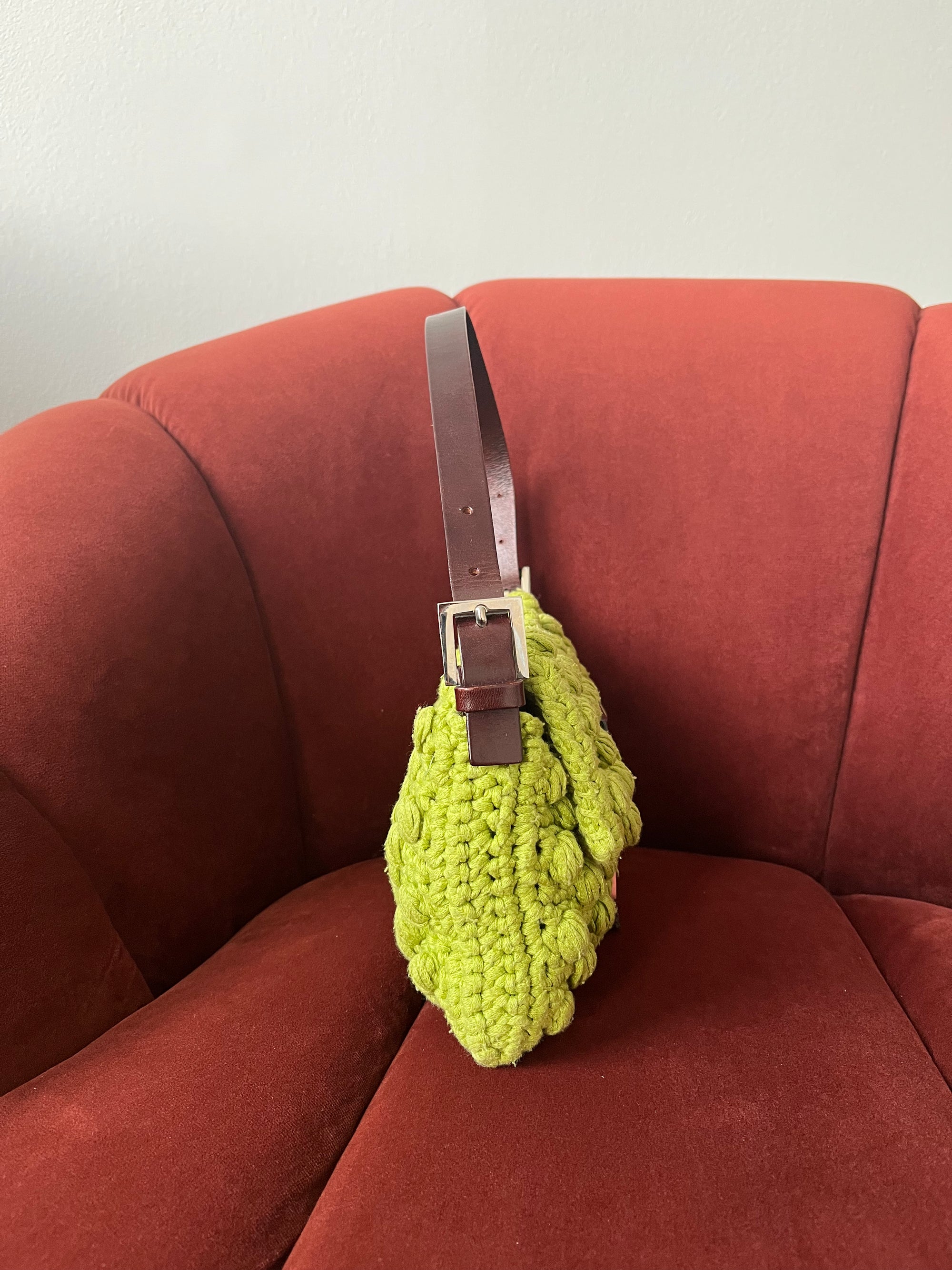 Fendi Vintage Lime Green Wool Baguette