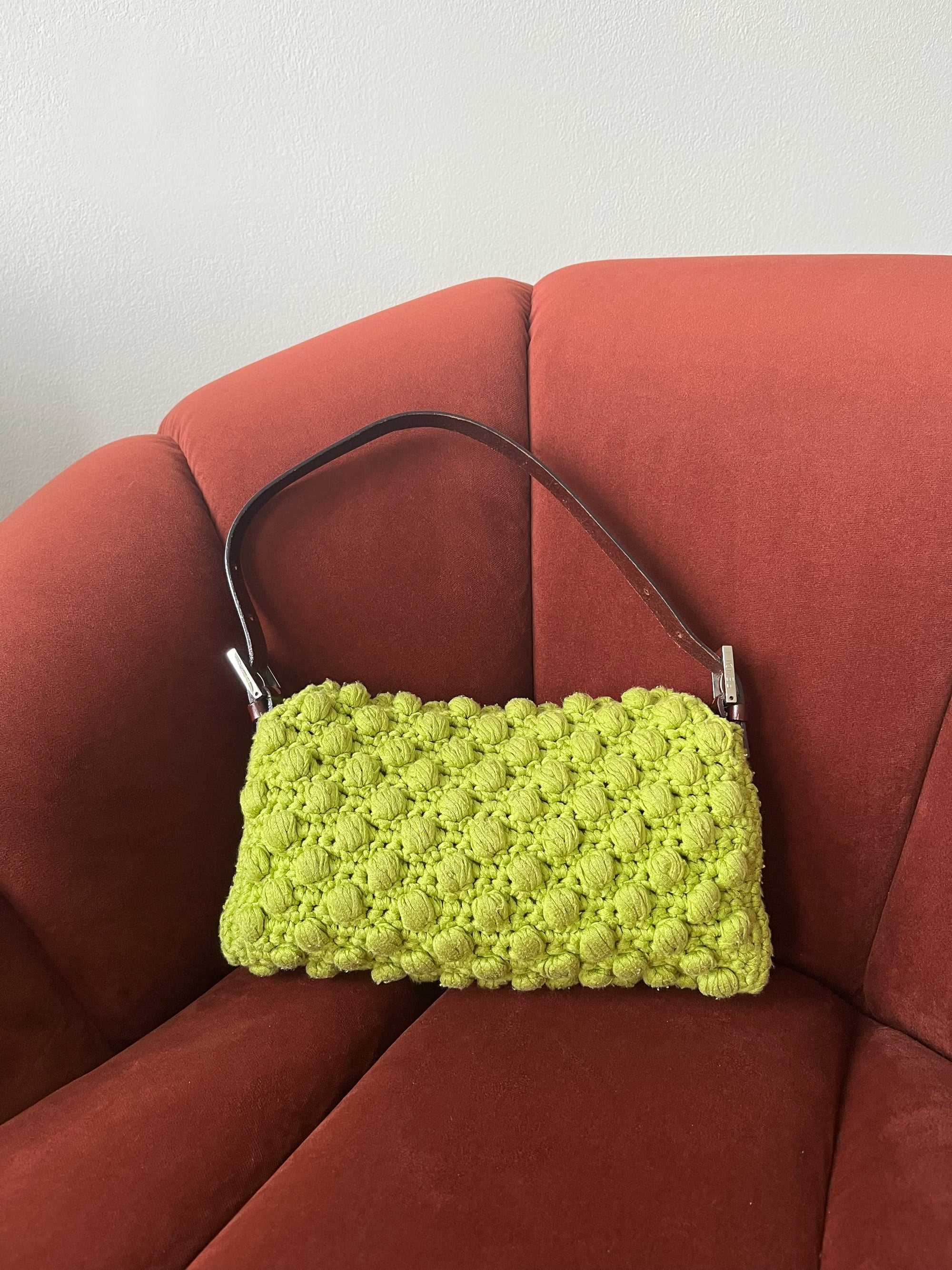 Fendi Vintage Lime Green Wool Baguette