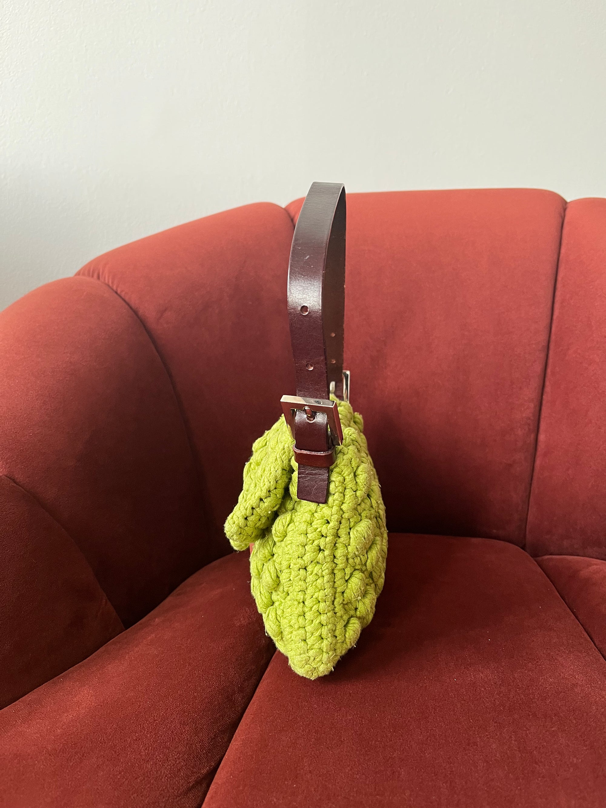 Fendi Vintage Lime Green Wool Baguette