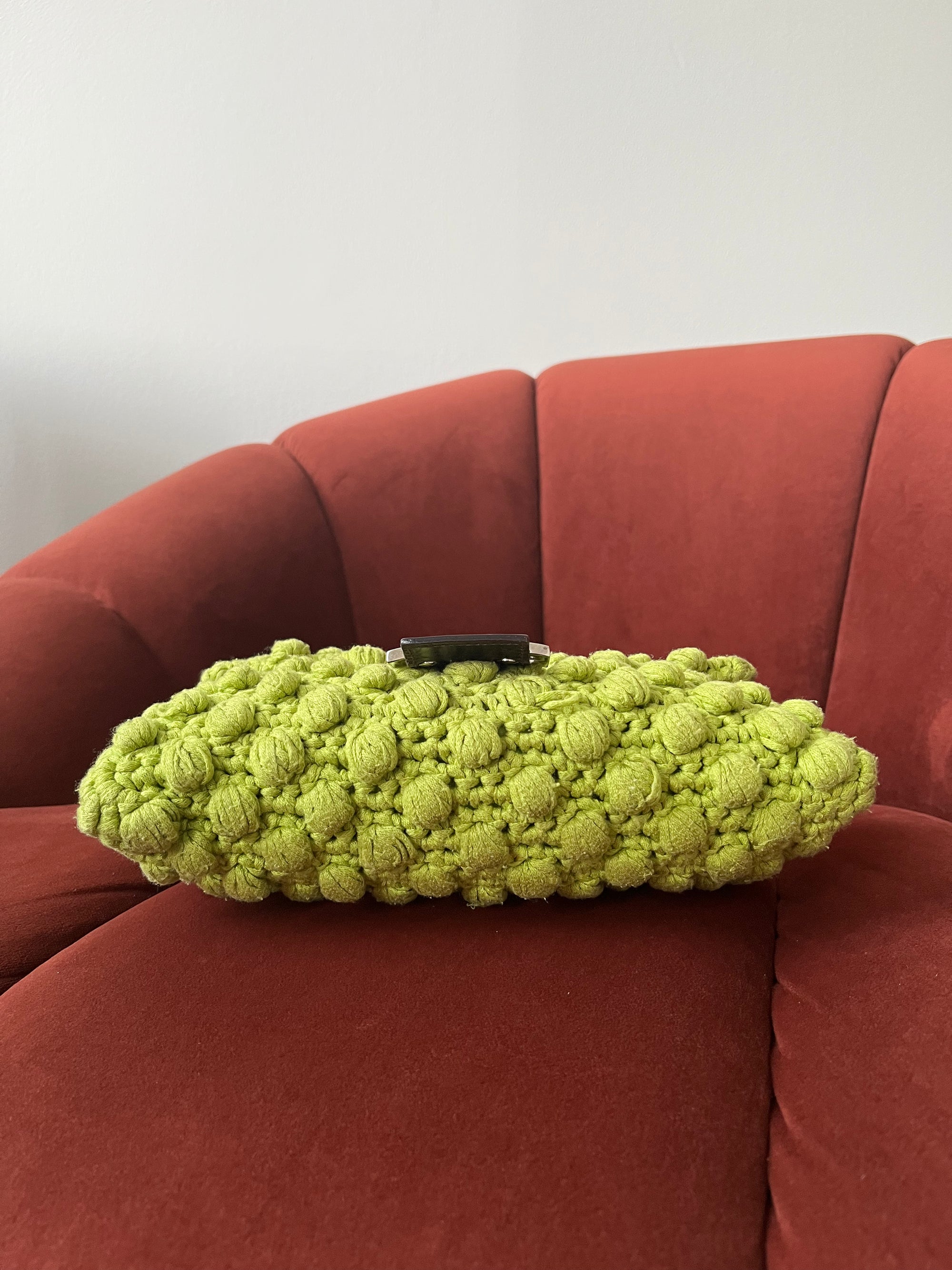 Fendi Vintage Lime Green Wool Baguette