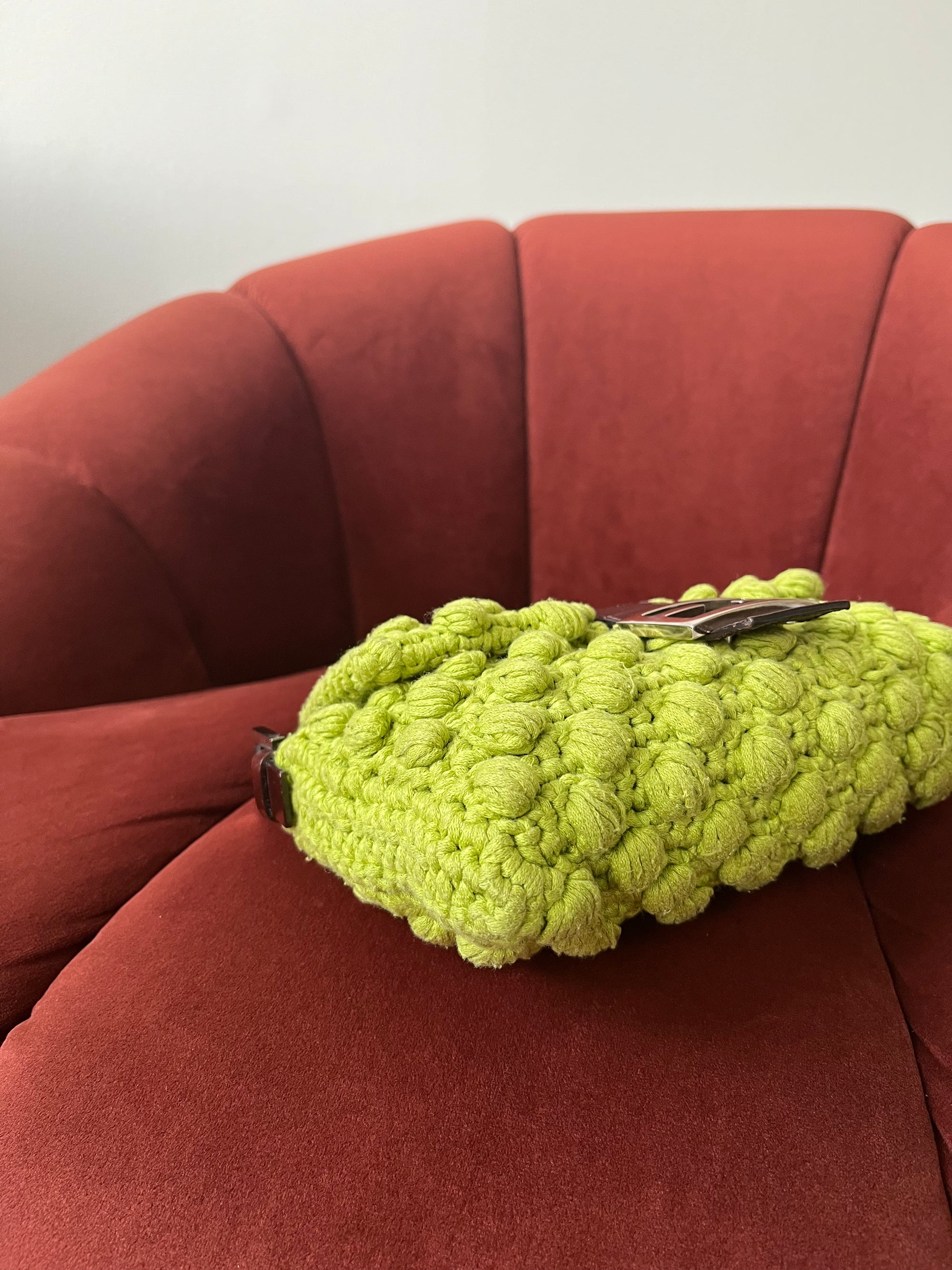 Fendi Vintage Lime Green Wool Baguette