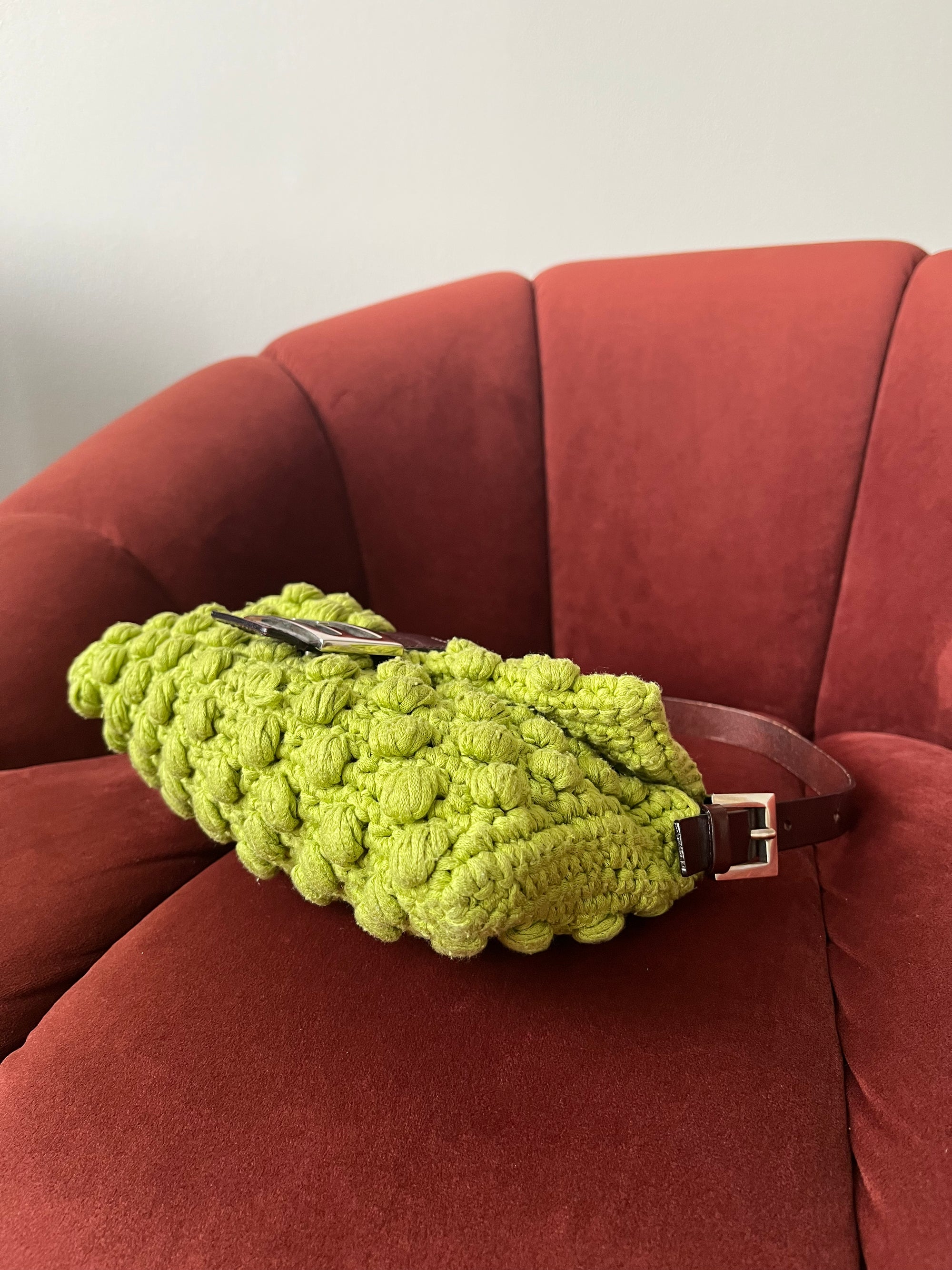 Fendi Vintage Lime Green Wool Baguette