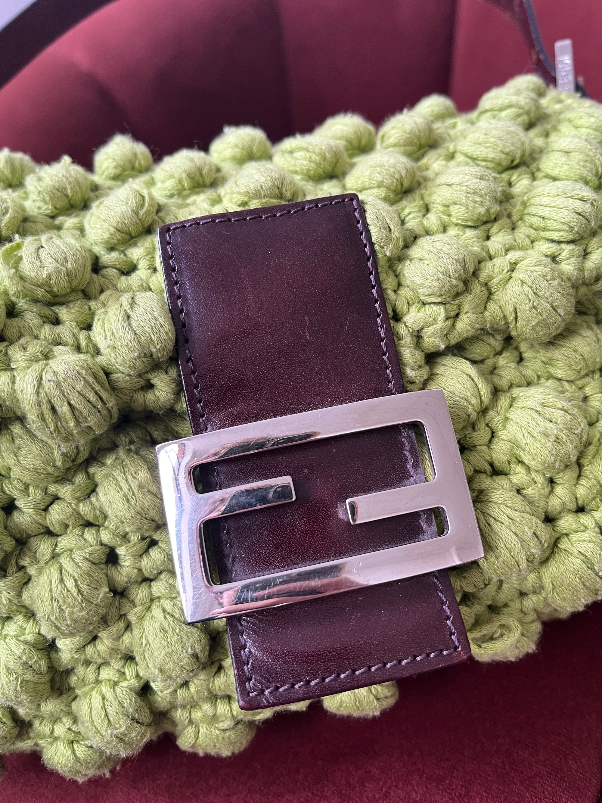 Fendi Vintage Lime Green Wool Baguette