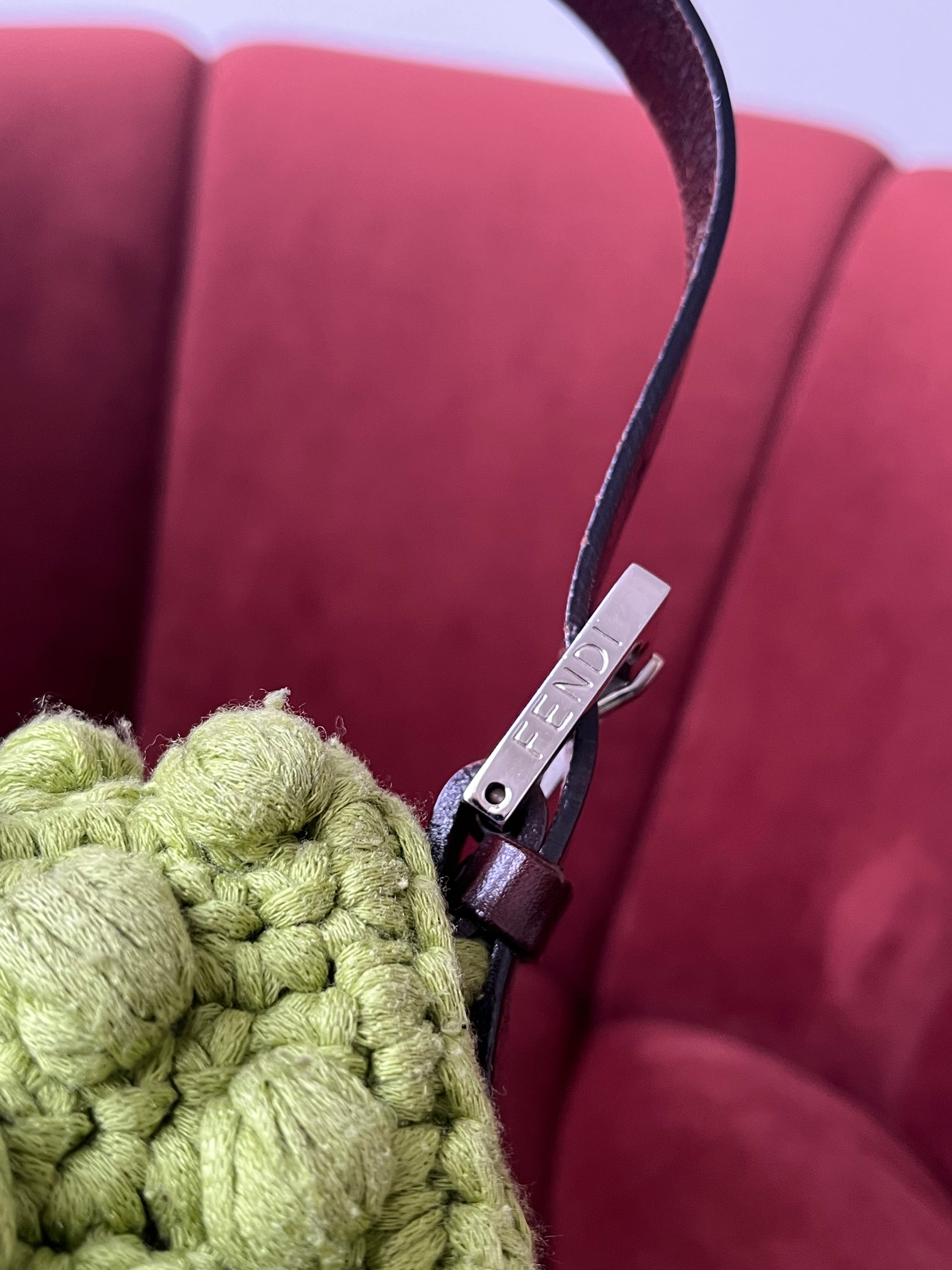 Fendi Vintage Lime Green Wool Baguette