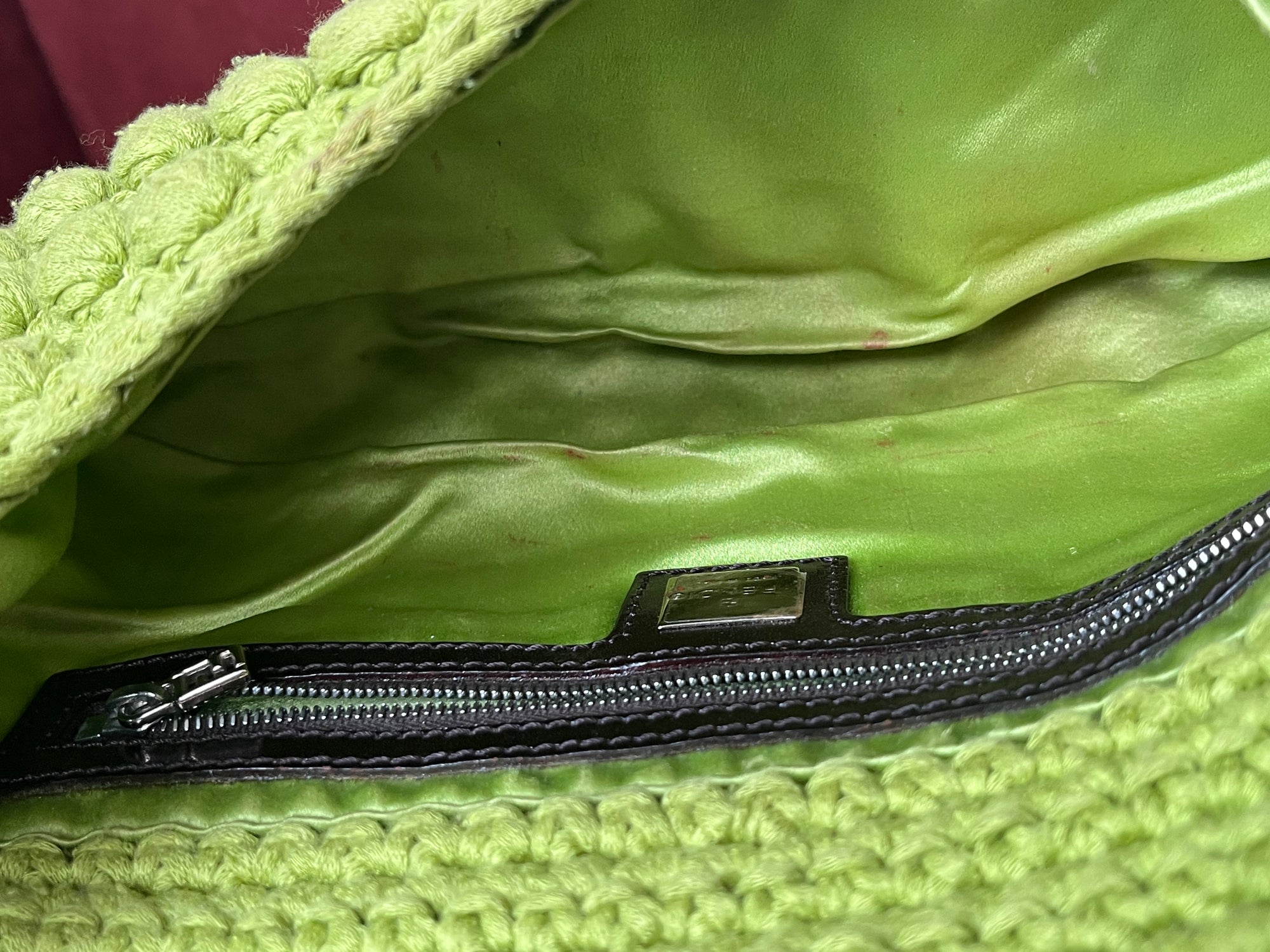 Fendi Vintage Lime Green Wool Baguette