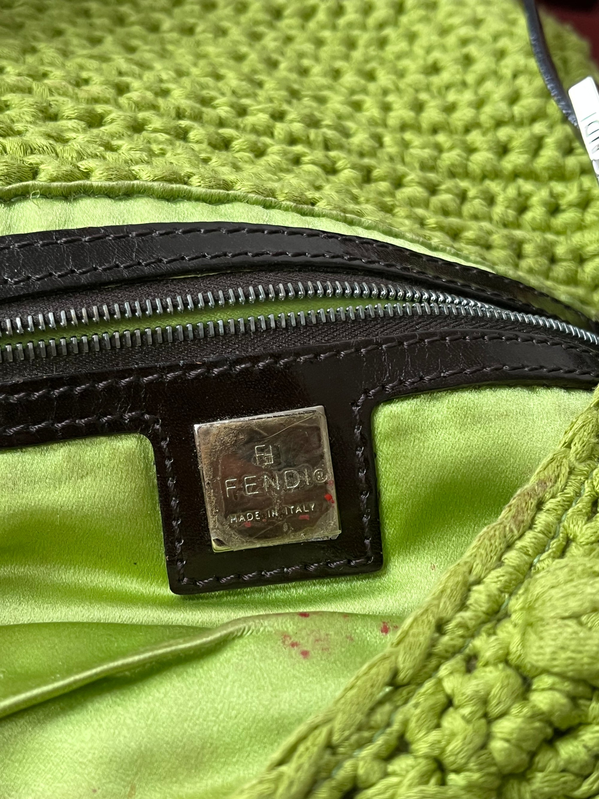 Fendi Vintage Lime Green Wool Baguette