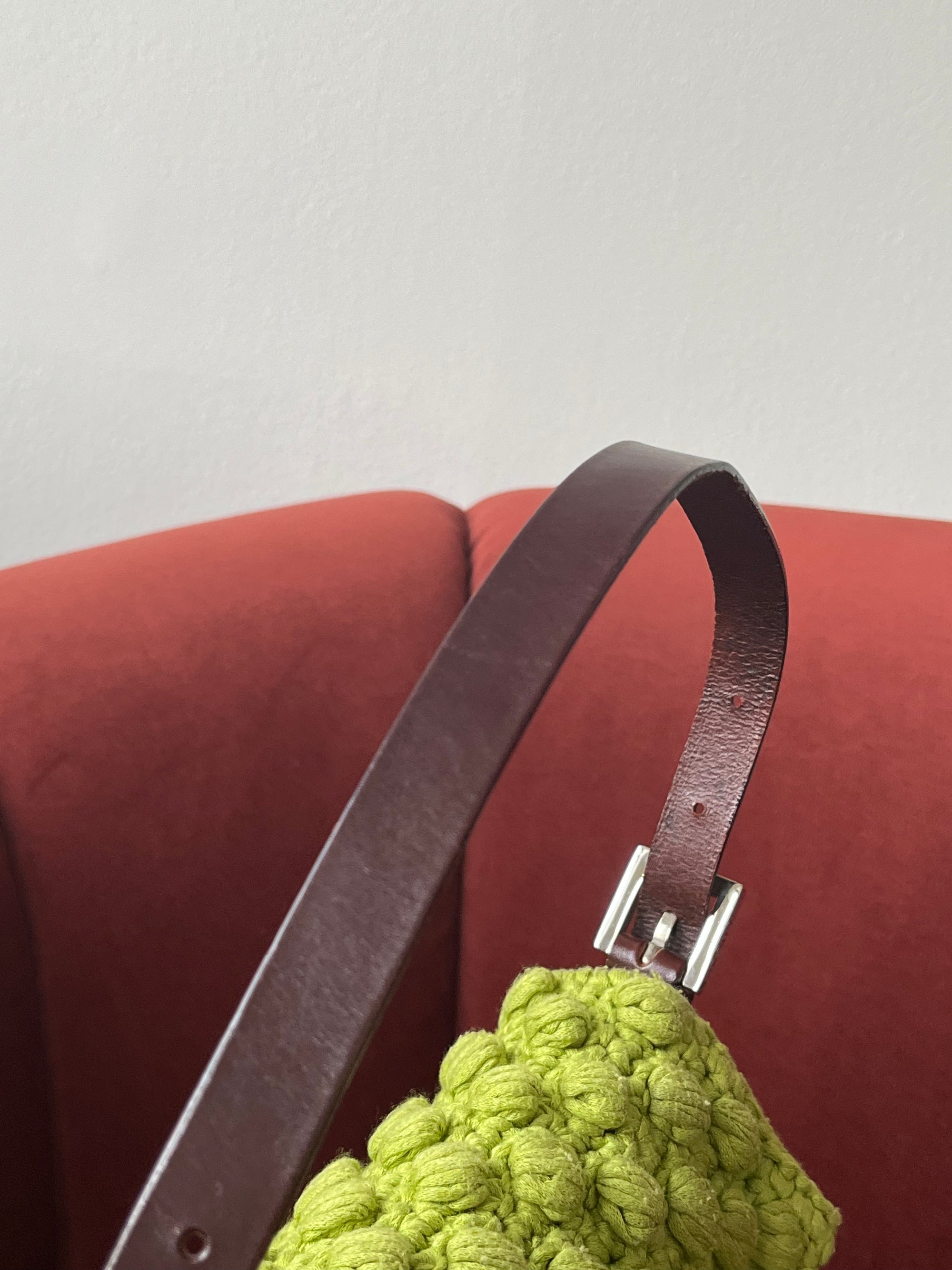 Fendi Vintage Lime Green Wool Baguette