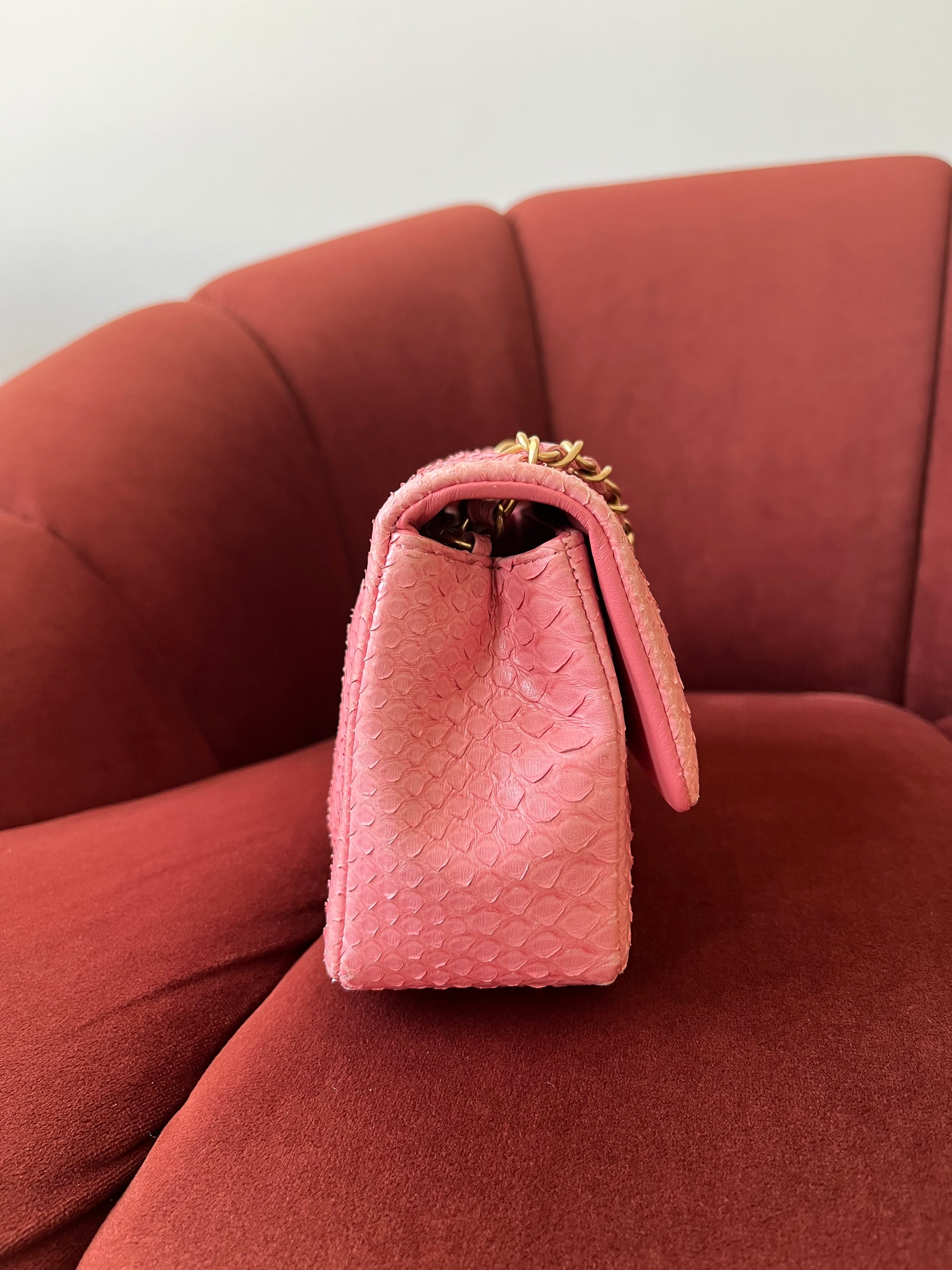 *ON HOLD* Chanel Mini Valentines Charm Flap In Pink Python (2014-15)