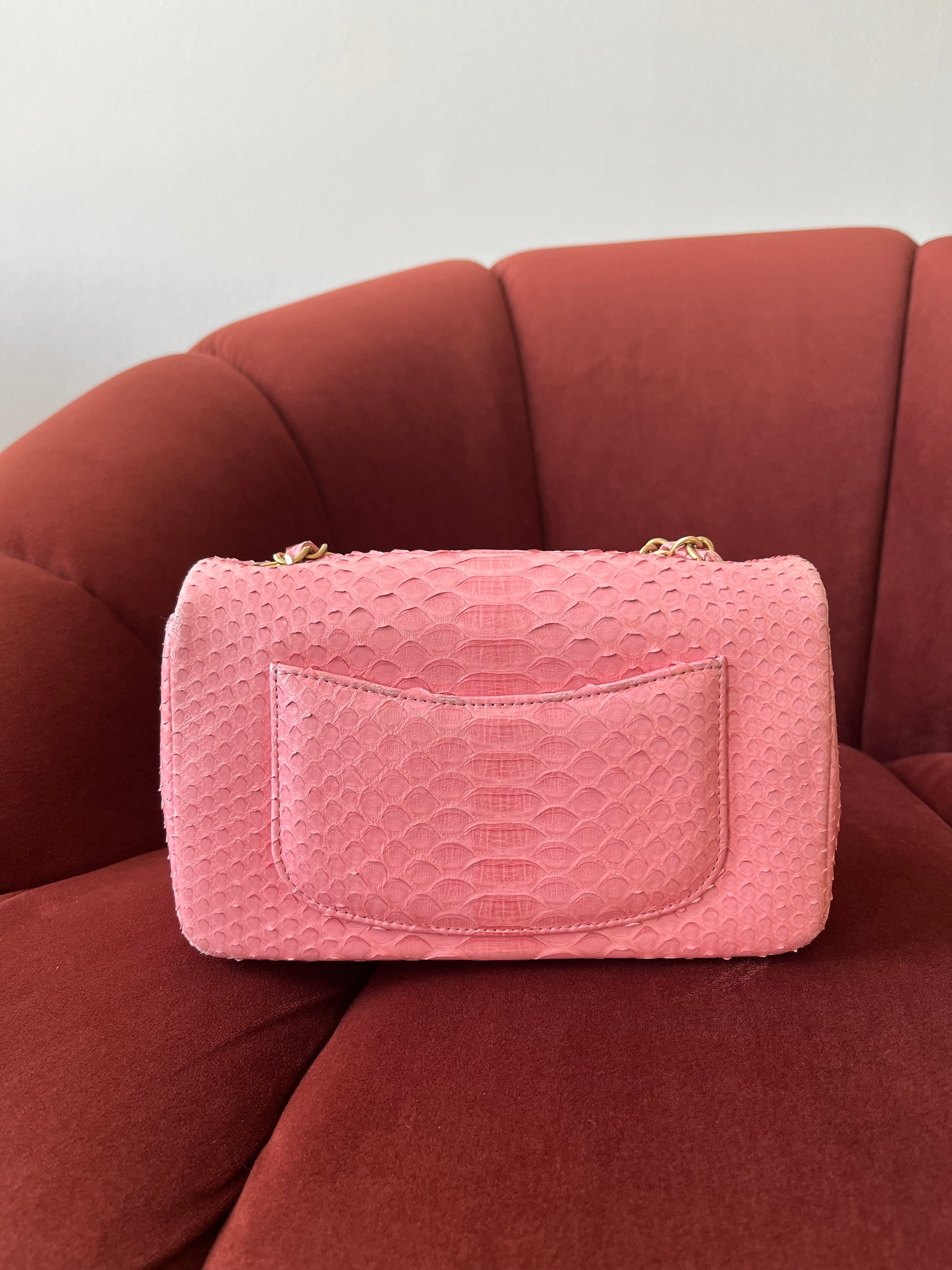 *ON HOLD* Chanel Mini Valentines Charm Flap In Pink Python (2014-15)