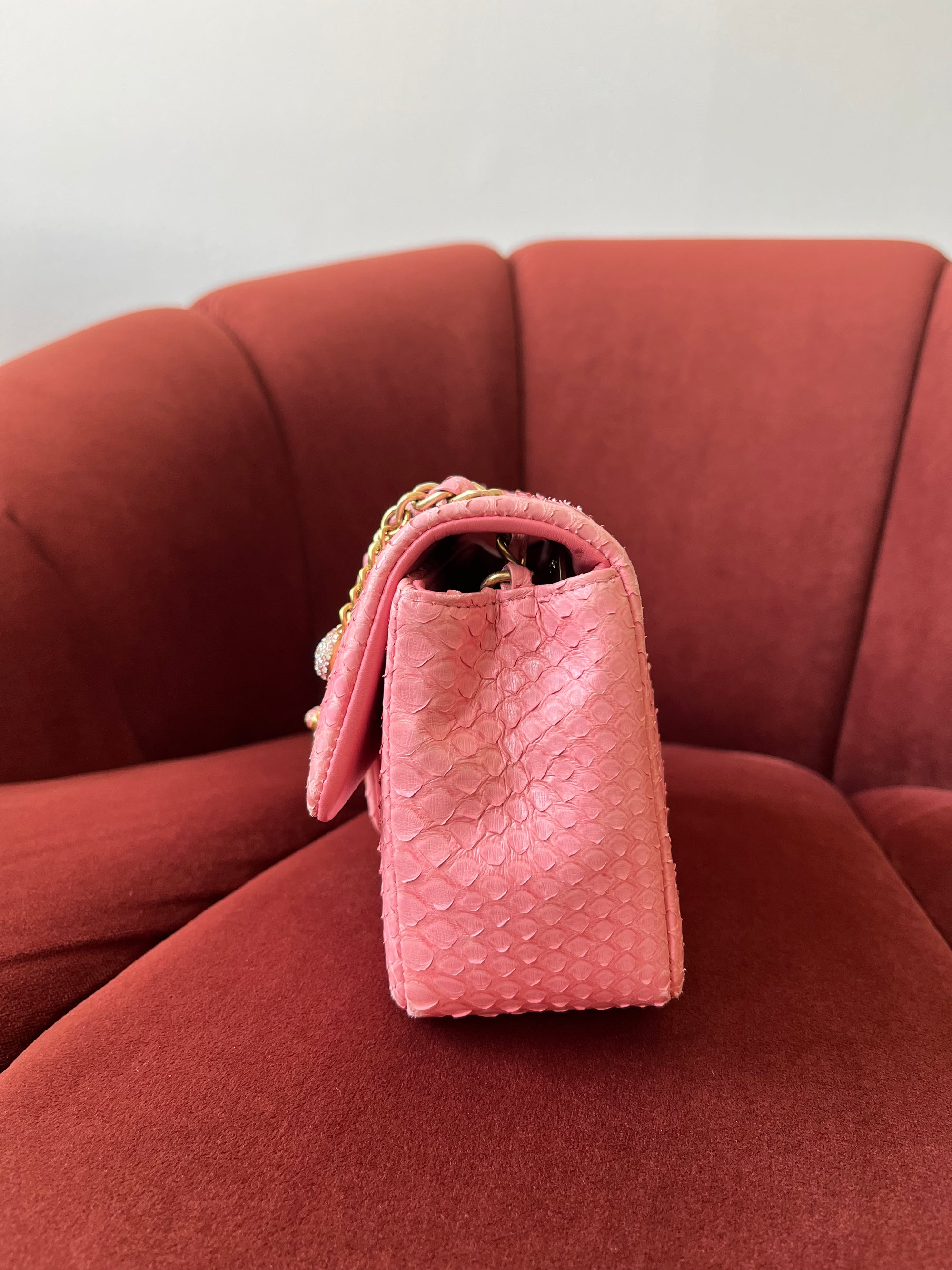 *ON HOLD* Chanel Mini Valentines Charm Flap In Pink Python (2014-15)