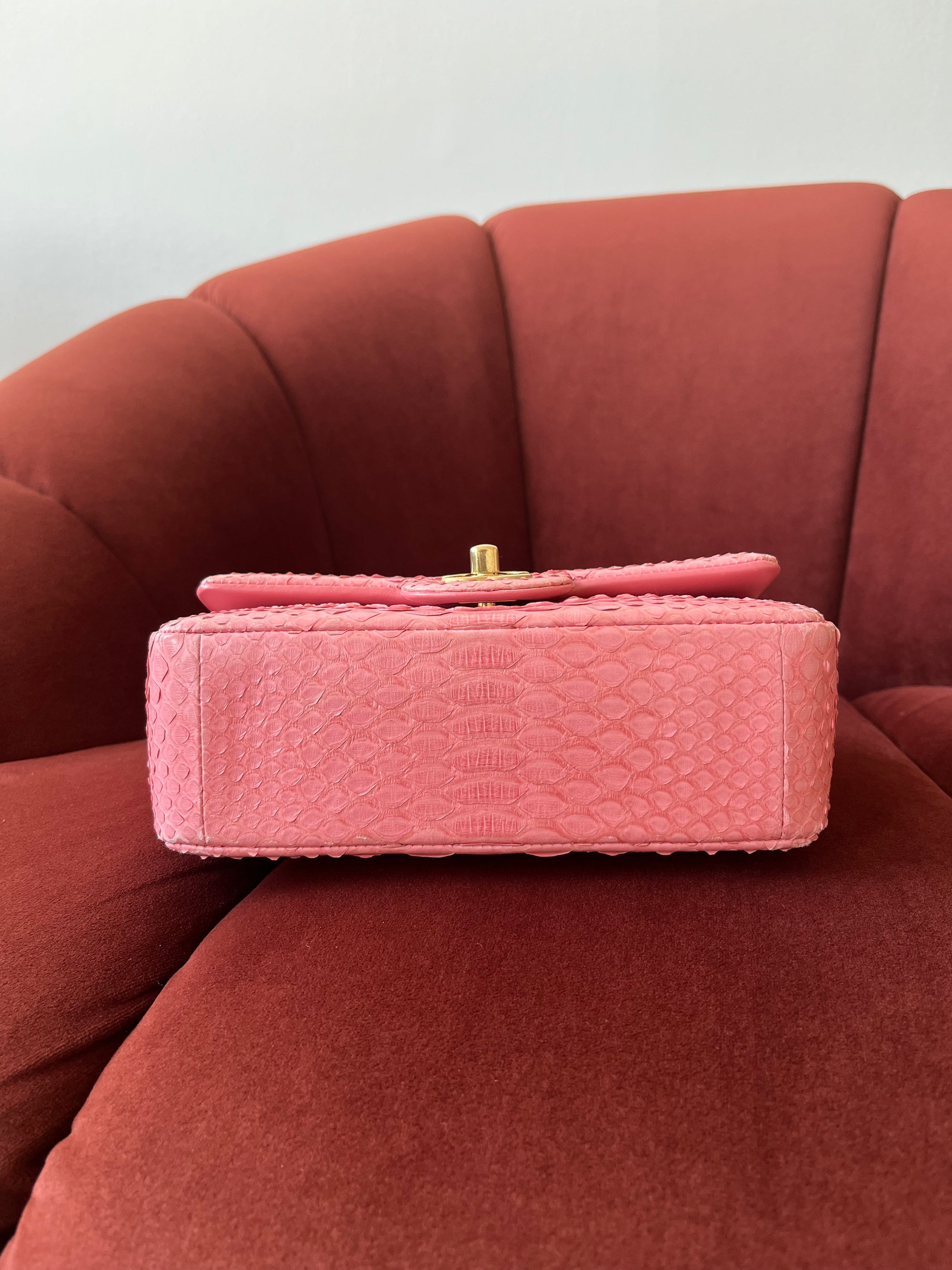 *ON HOLD* Chanel Mini Valentines Charm Flap In Pink Python (2014-15)