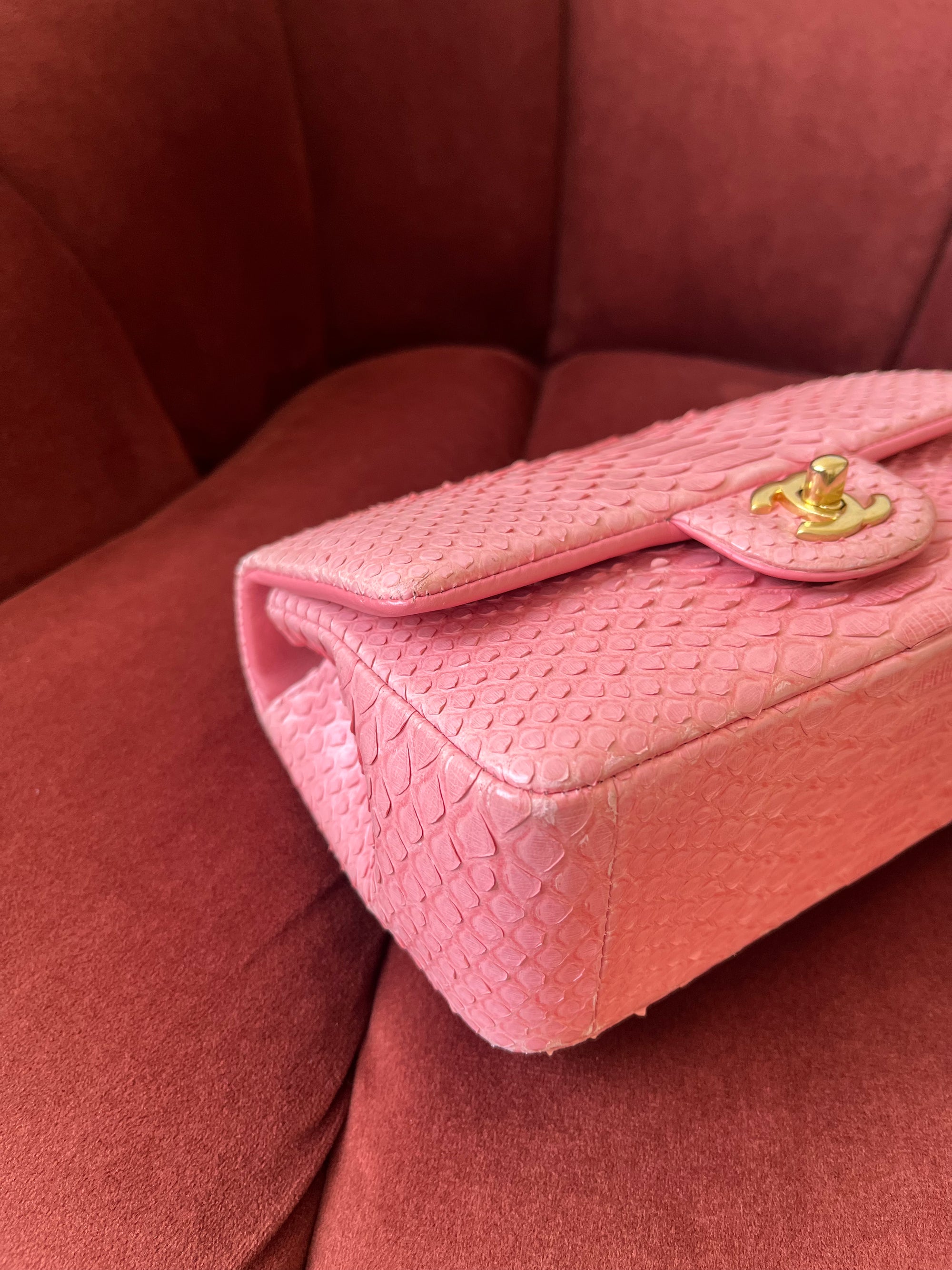 *ON HOLD* Chanel Mini Valentines Charm Flap In Pink Python (2014-15)