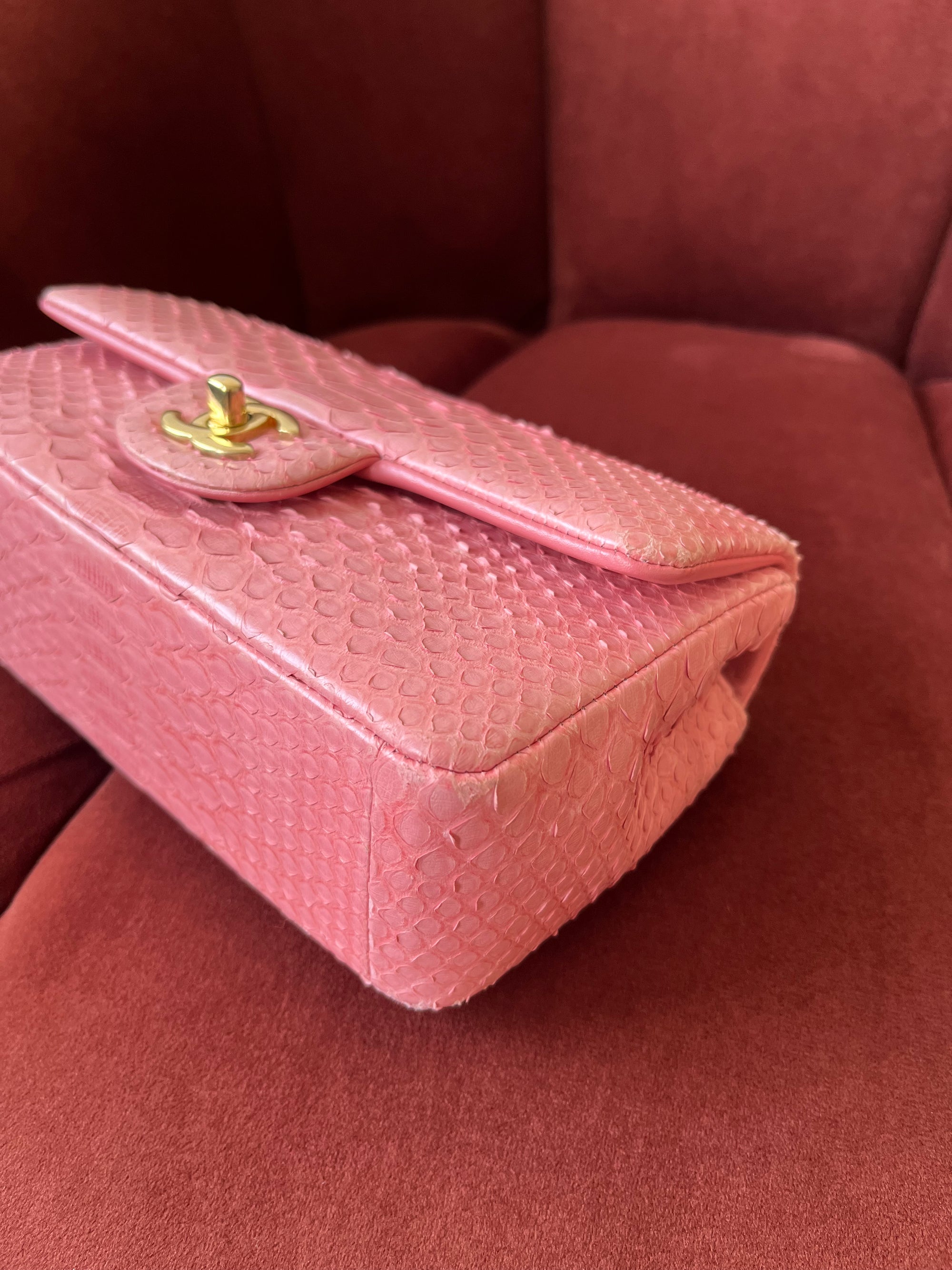 *ON HOLD* Chanel Mini Valentines Charm Flap In Pink Python (2014-15)
