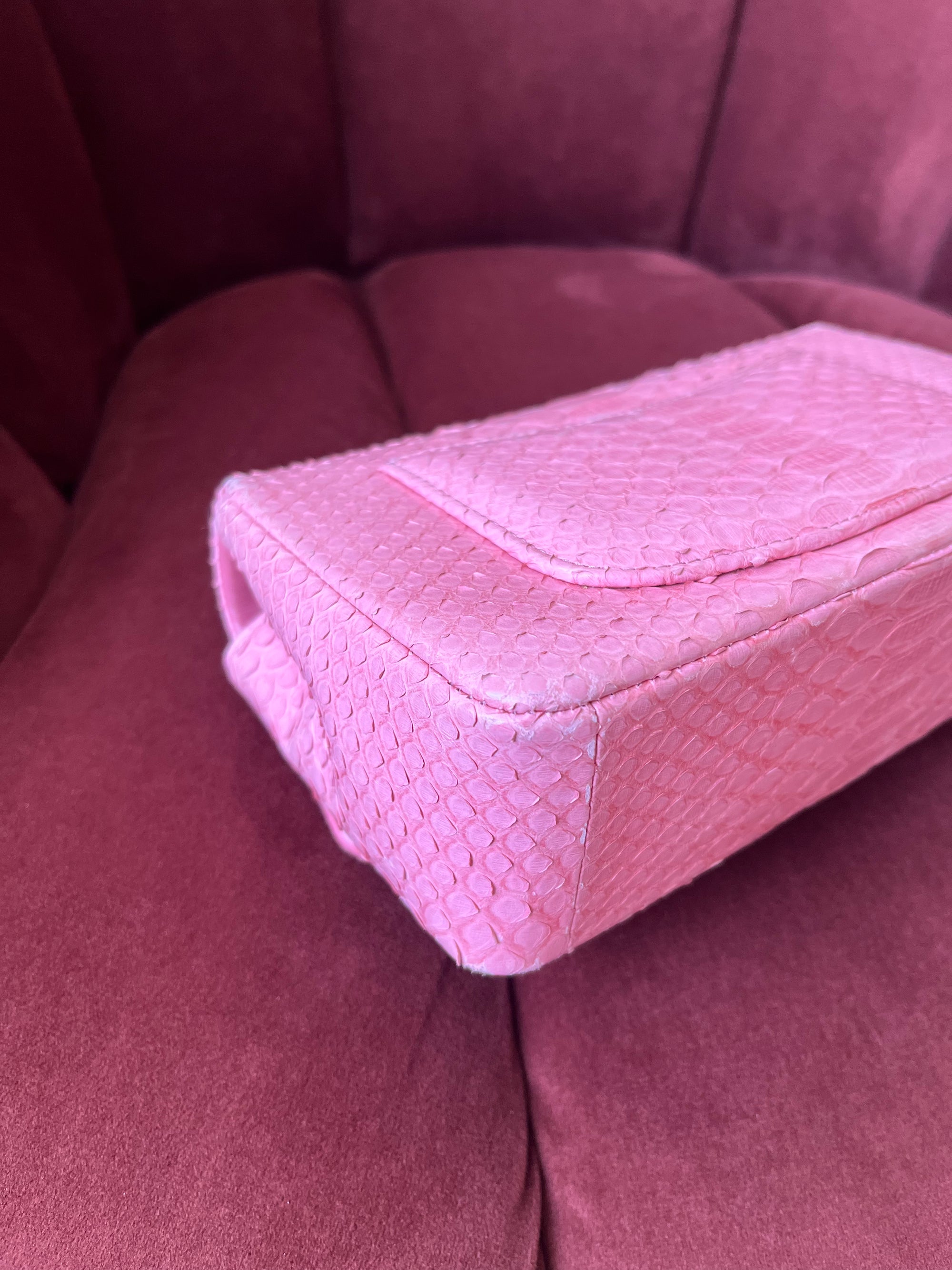 *ON HOLD* Chanel Mini Valentines Charm Flap In Pink Python (2014-15)