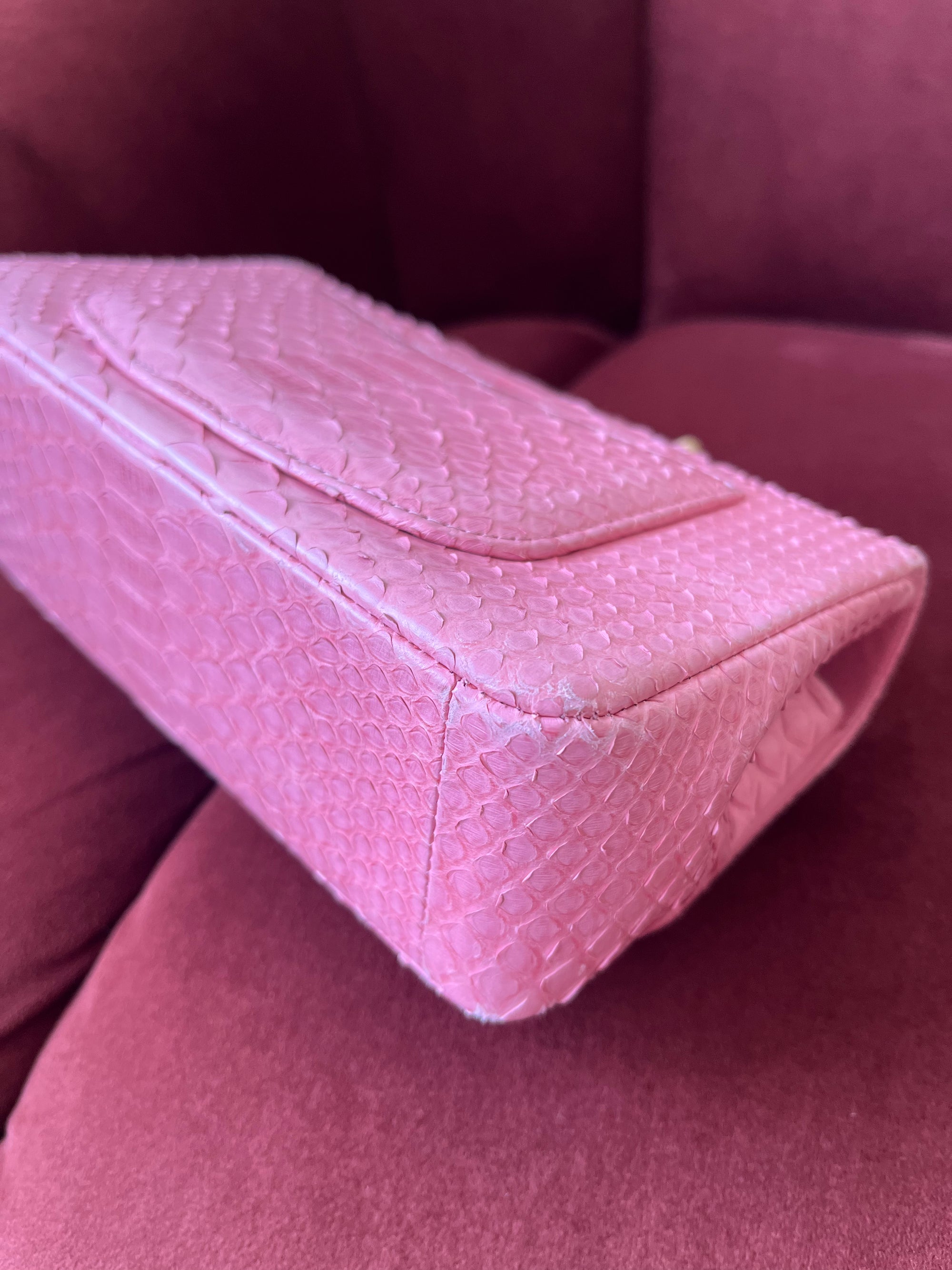 *ON HOLD* Chanel Mini Valentines Charm Flap In Pink Python (2014-15)