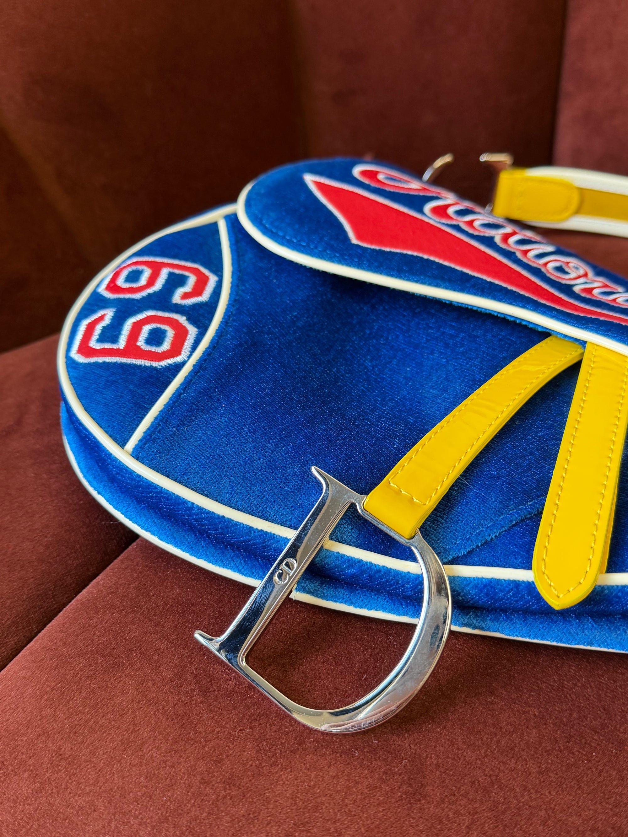 Dior Limited Edition "Adiorable" 69 Blue Velvet Saddle Bag (2003)