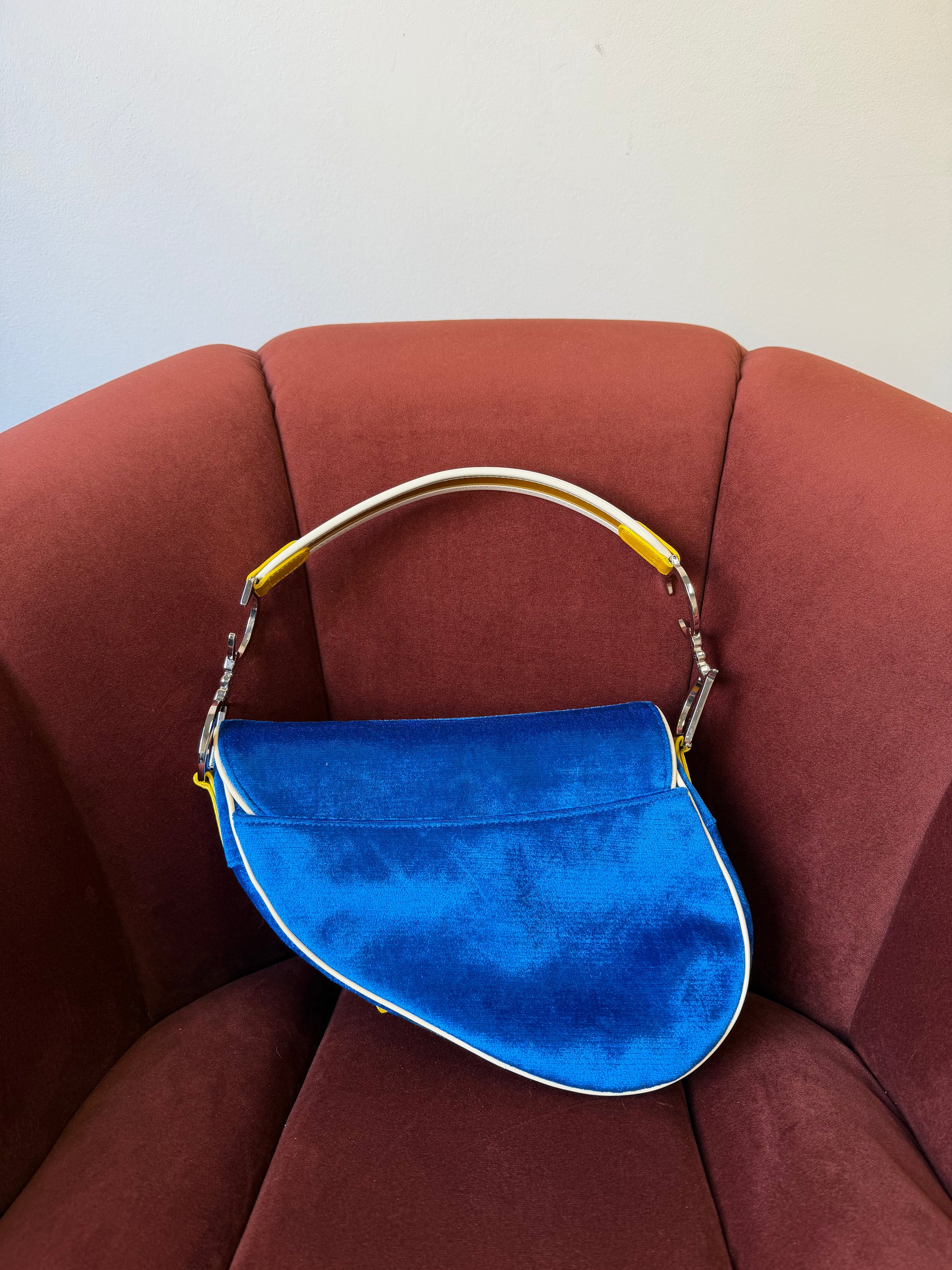 Dior Limited Edition "Adiorable" 69 Blue Velvet Saddle Bag (2003)